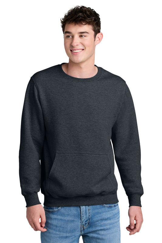 Port & Co Core Fleece Crewneck Pocket Sweatshirt PC78PKT - Dark Heather Grey