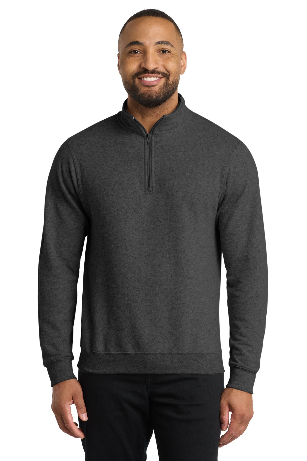 Port & Co Core Fleece 1/4-Zip Pullover Sweatshirt PC78Q - Dark Heather Grey