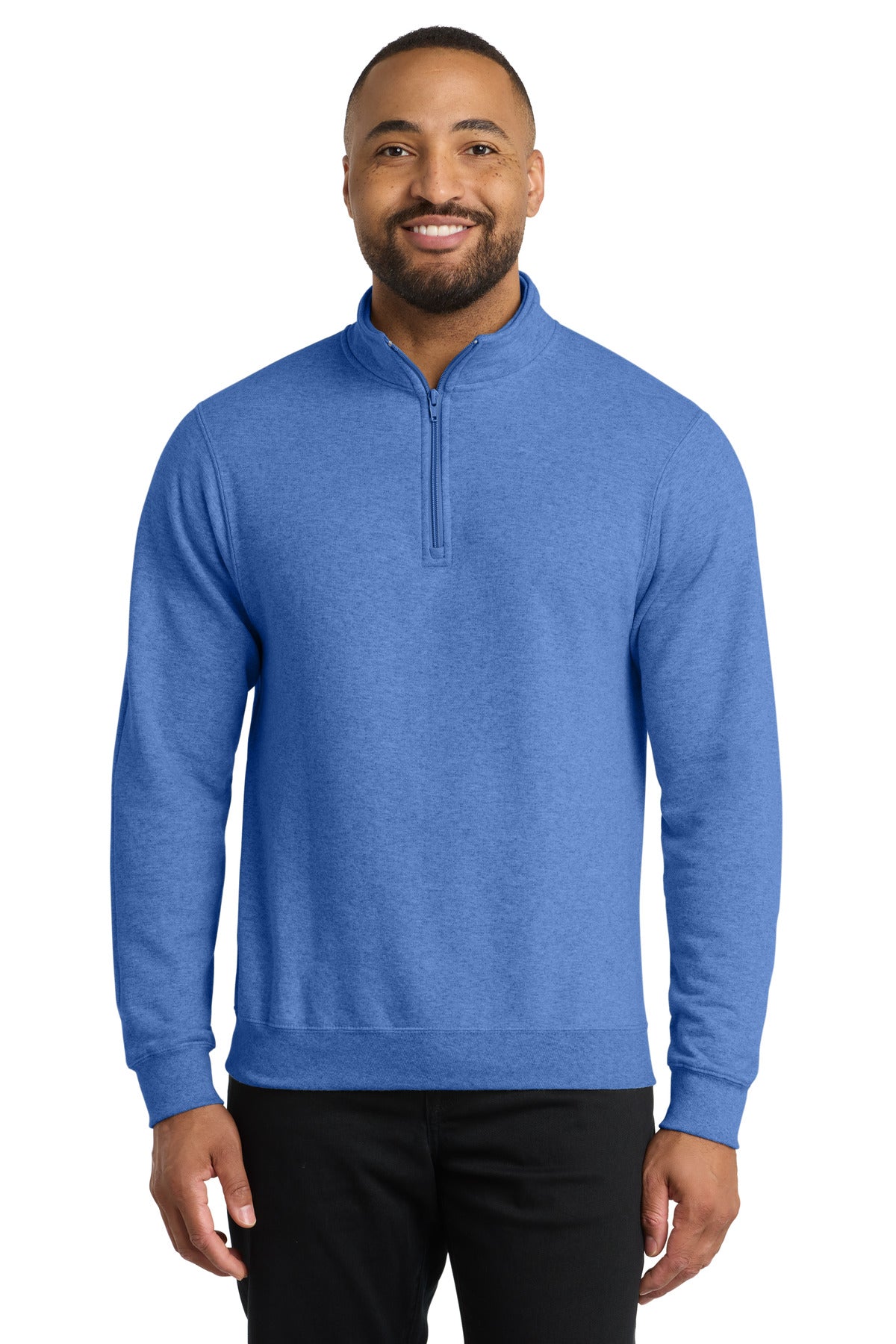 Port & Co Core Fleece 1/4-Zip Pullover Sweatshirt PC78Q - Heather Royal
