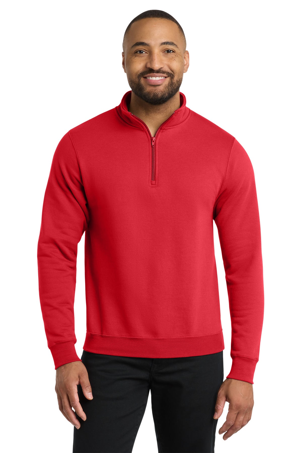 Port & Co Core Fleece 1/4-Zip Pullover Sweatshirt PC78Q - Red