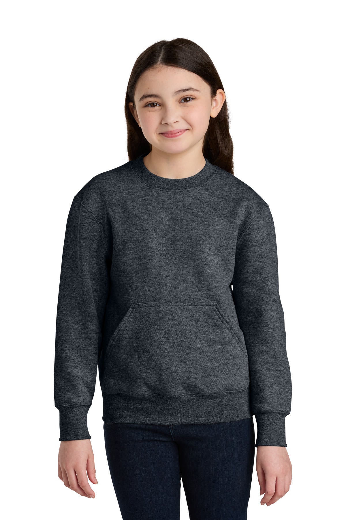 Port & Co Youth Core Fleece Crewneck Pocket Sweatshirt