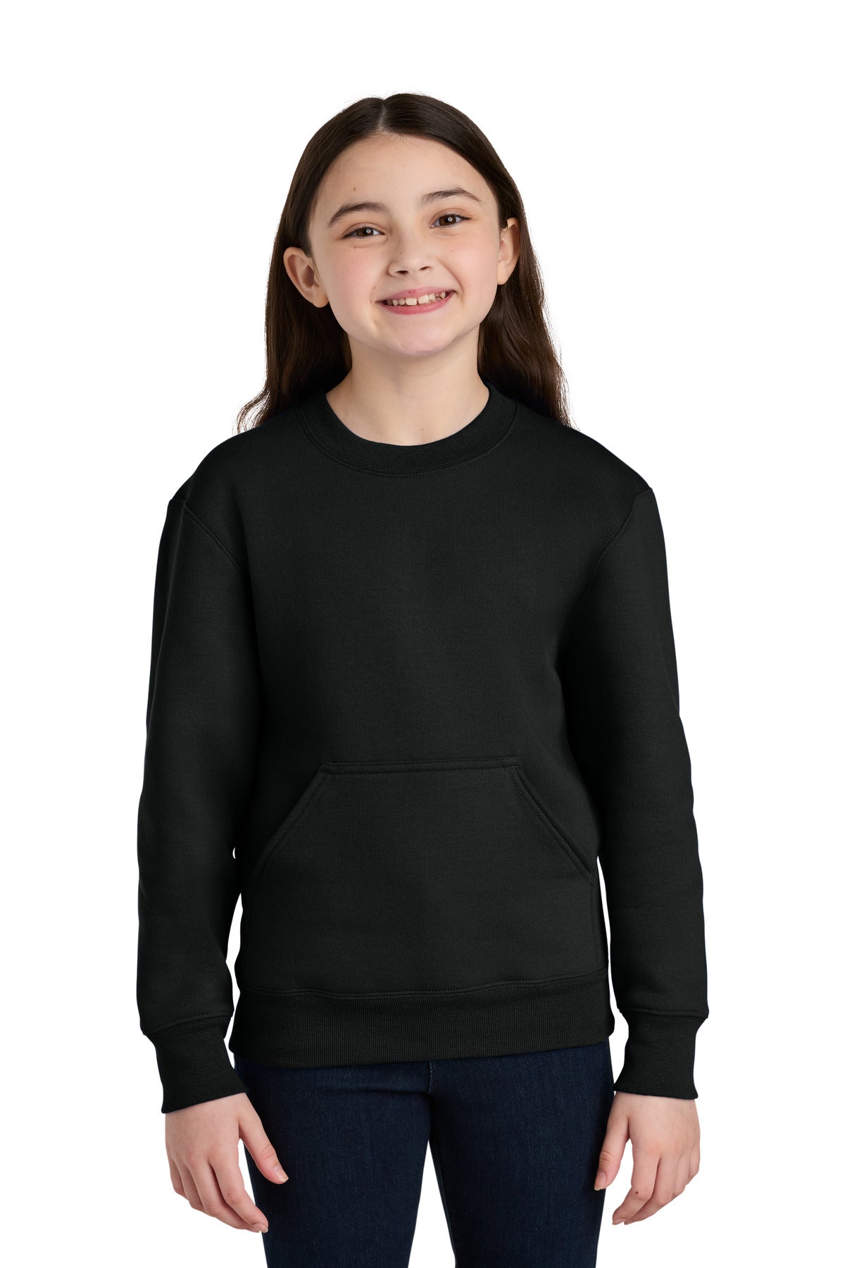 Port & Co Youth Core Fleece Crewneck Pocket Sweatshirt