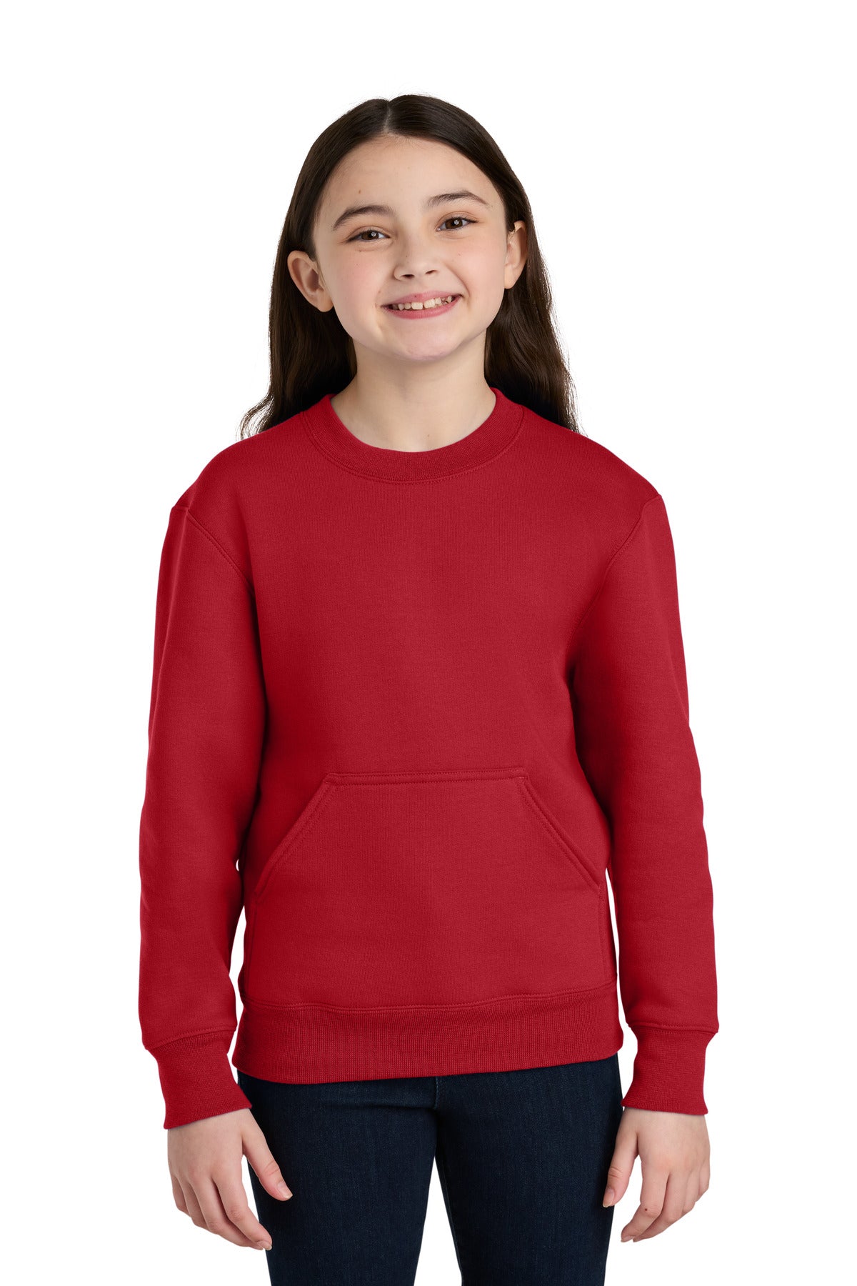 Port & Co Youth Core Fleece Crewneck Pocket Sweatshirt