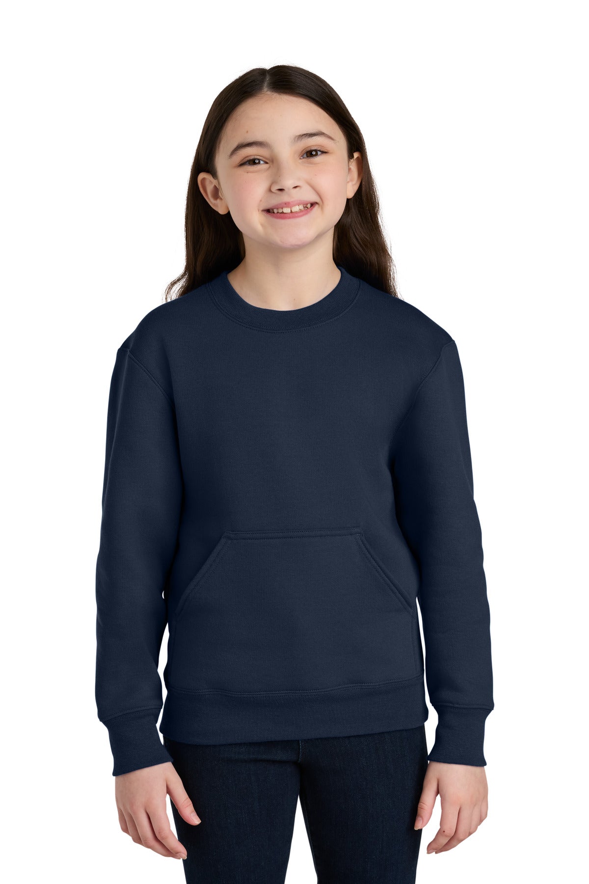 Port & Co Youth Core Fleece Crewneck Pocket Sweatshirt