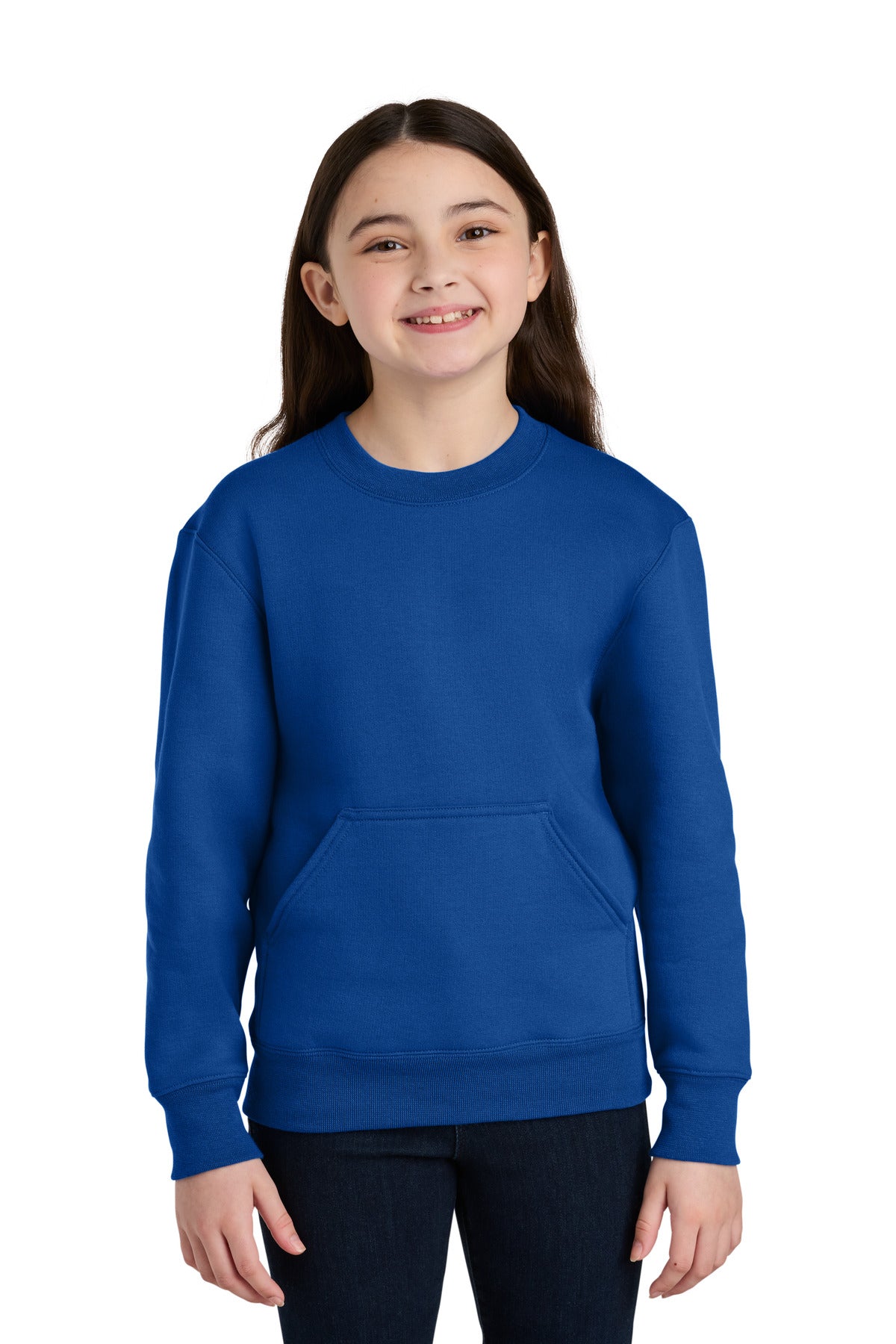 Port & Co Youth Core Fleece Crewneck Pocket Sweatshirt