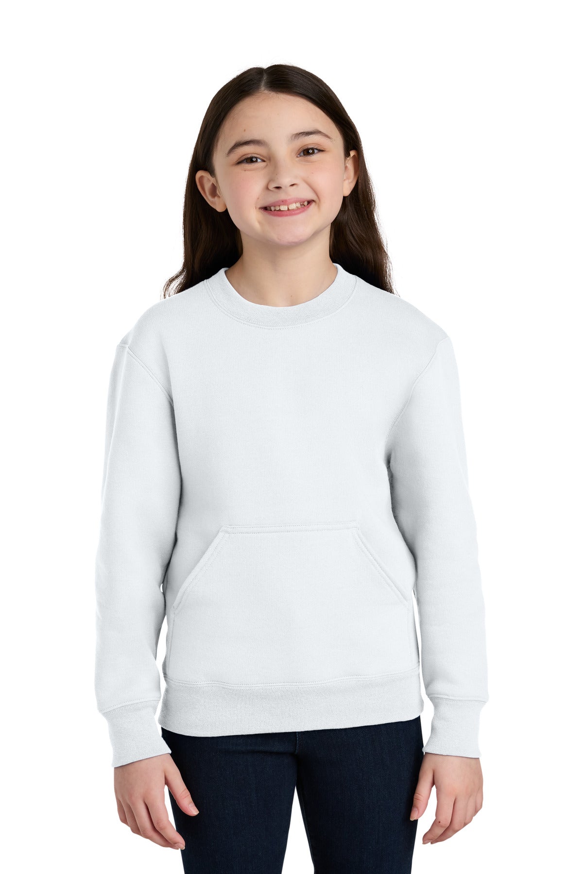 Port & Co Youth Core Fleece Crewneck Pocket Sweatshirt