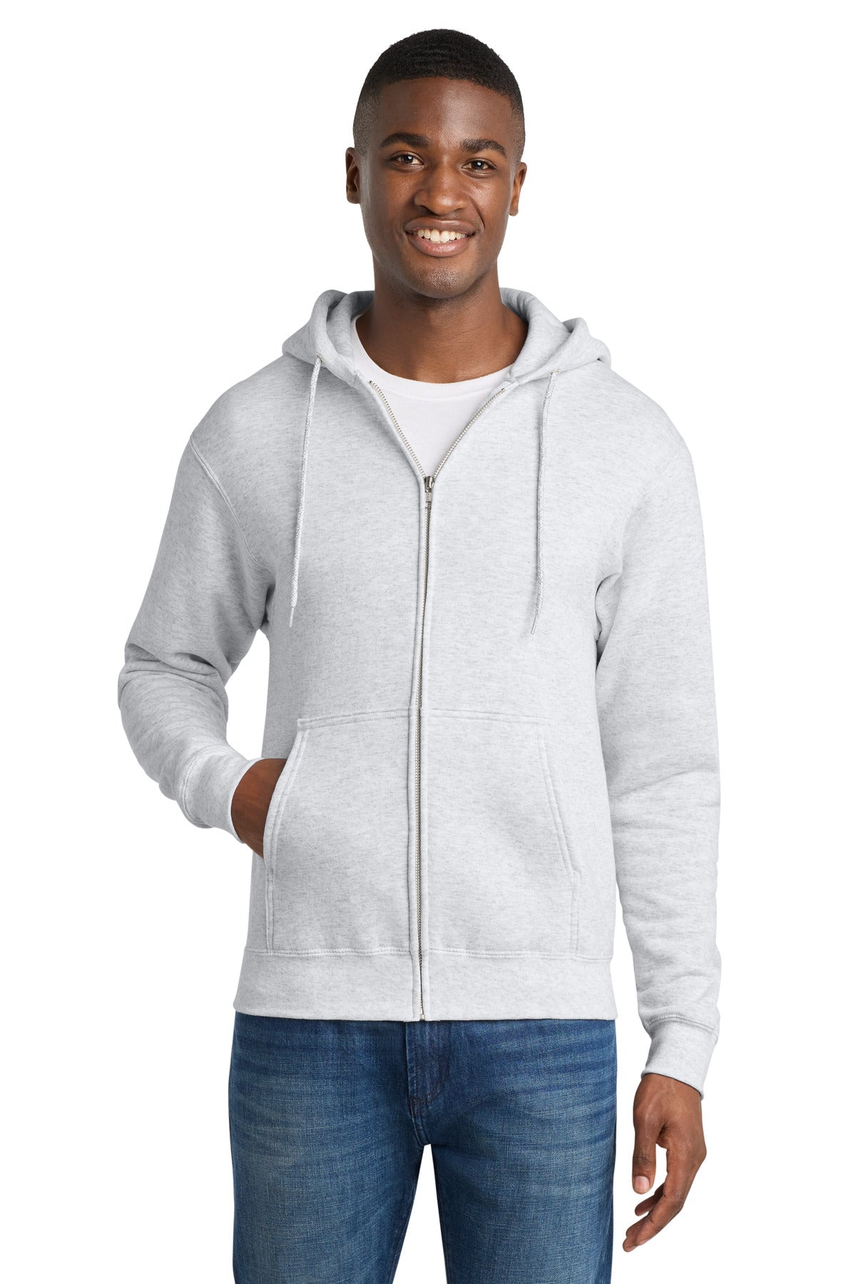 Port & Co Core Fleece Full-Zip Hooded Sweatshirt. PC78ZH - Ash