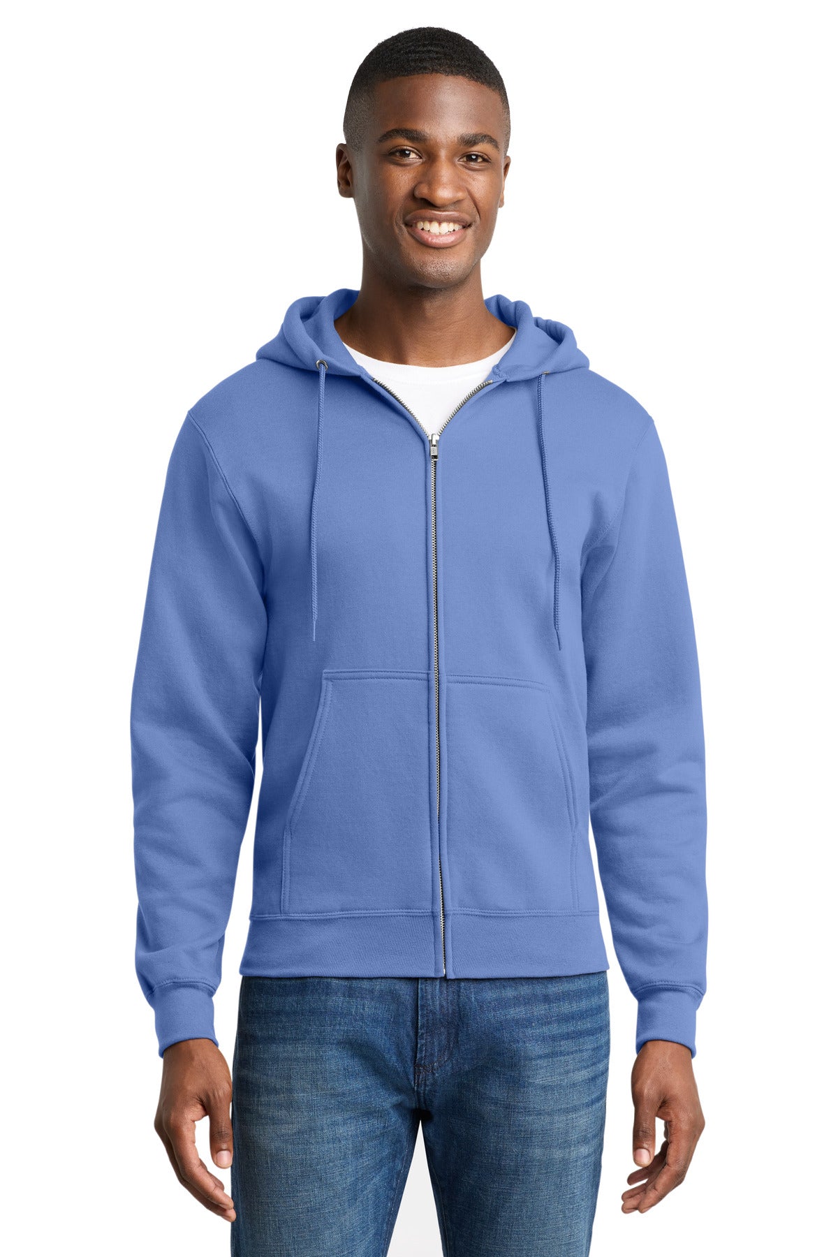 Port & Co Core Fleece Full-Zip Hooded Sweatshirt. PC78ZH - Carolina Blue