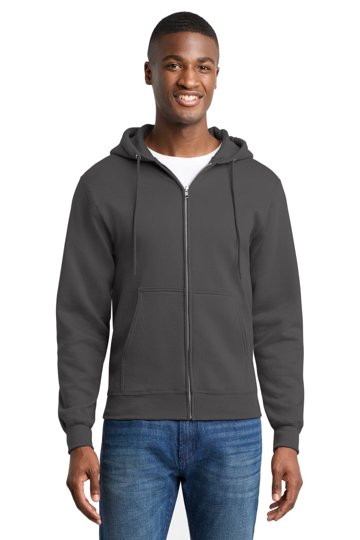 Port & Co Core Fleece Full-Zip Hooded Sweatshirt. PC78ZH - Charcoal