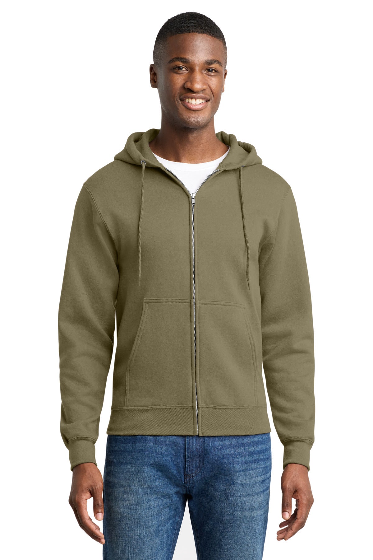 Port & Co Core Fleece Full-Zip Hooded Sweatshirt. PC78ZH - Coyote Brown