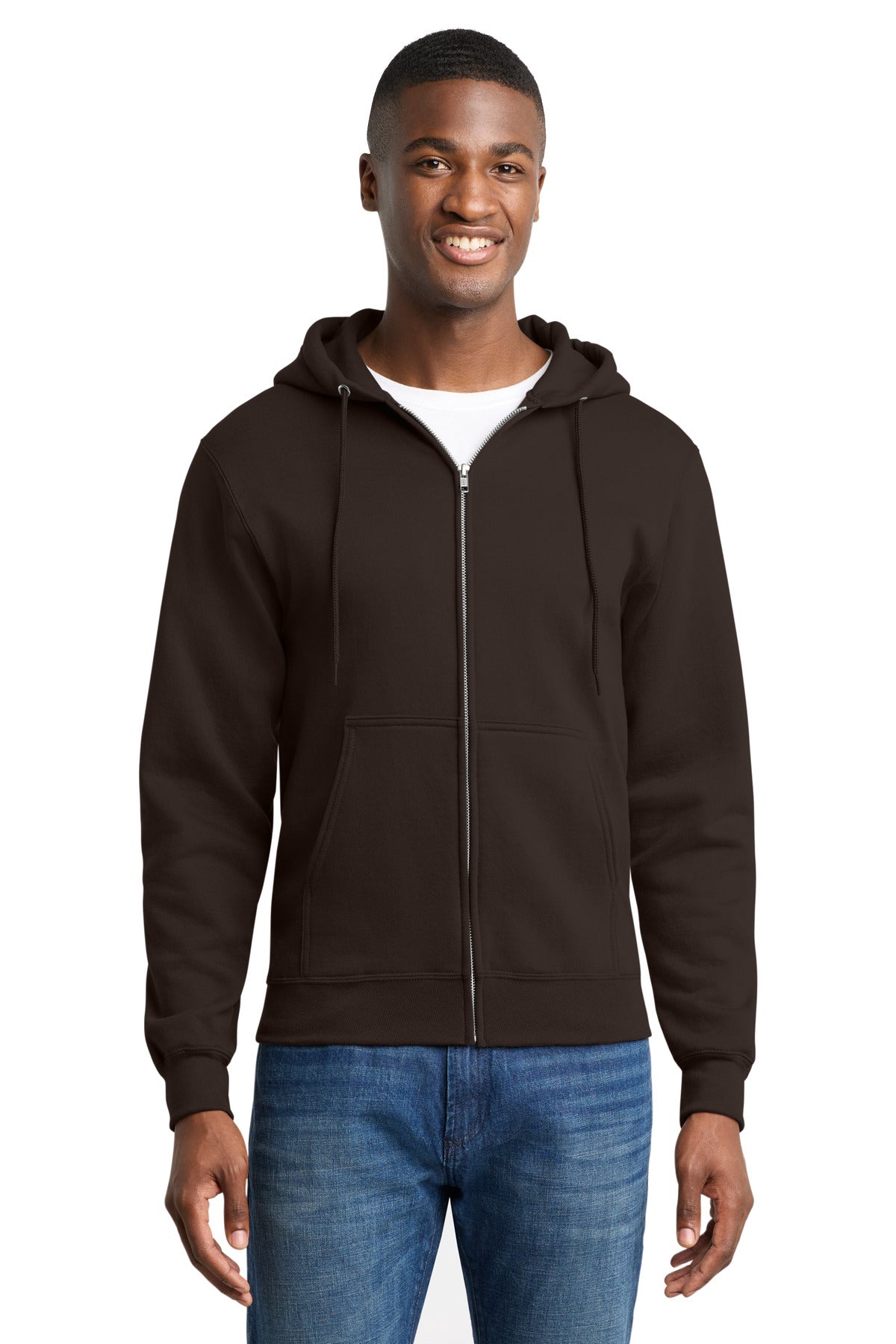Port & Co Core Fleece Full-Zip Hooded Sweatshirt. PC78ZH - Dark Chocolate Brown