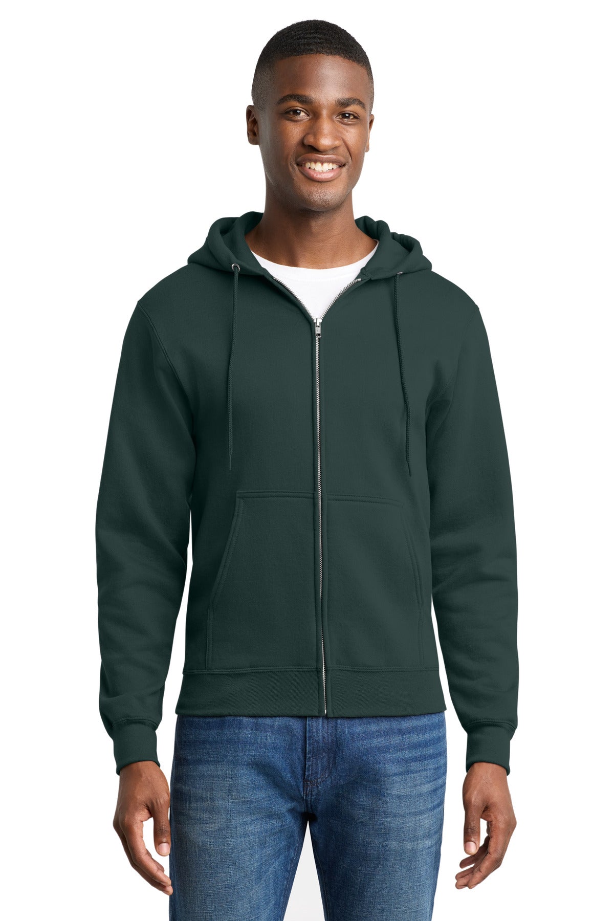 Port & Co Core Fleece Full-Zip Hooded Sweatshirt. PC78ZH - Dark Green