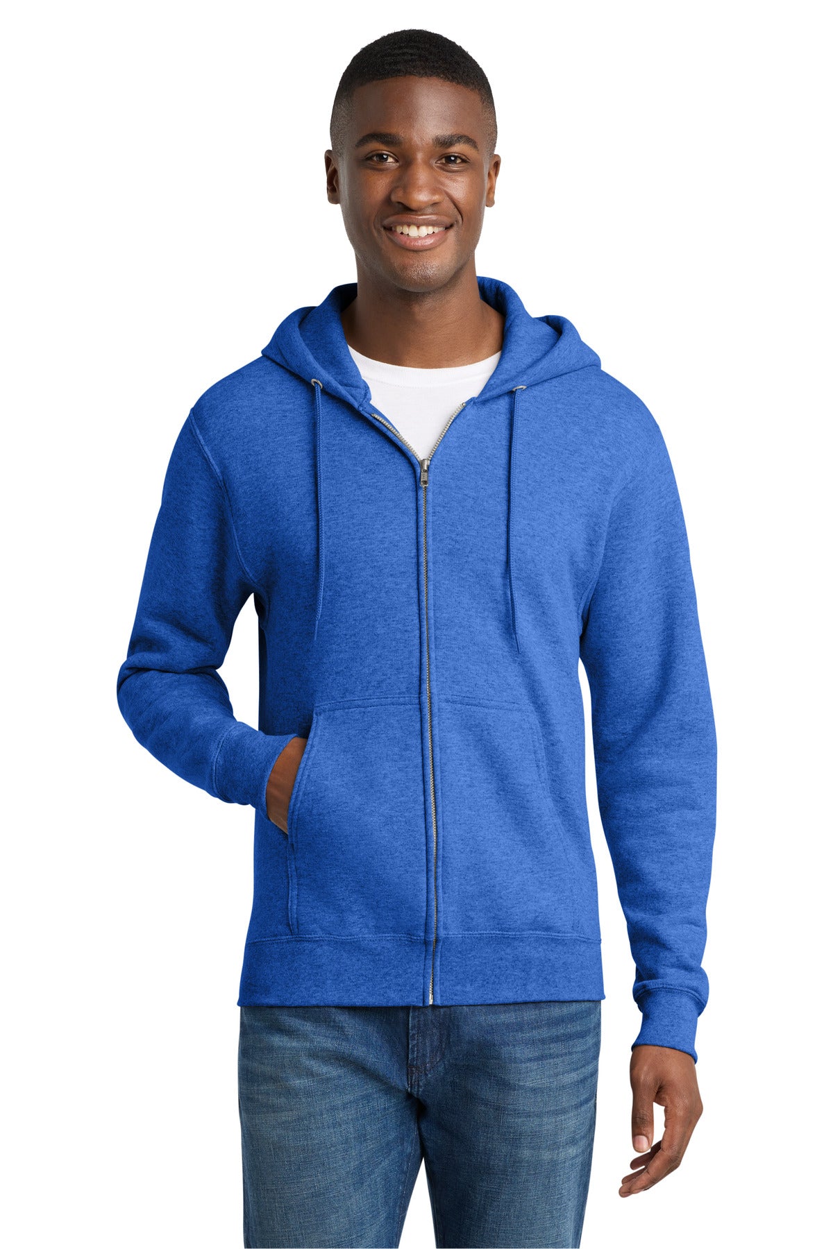 Port & Co Core Fleece Full-Zip Hooded Sweatshirt. PC78ZH - Heather Royal