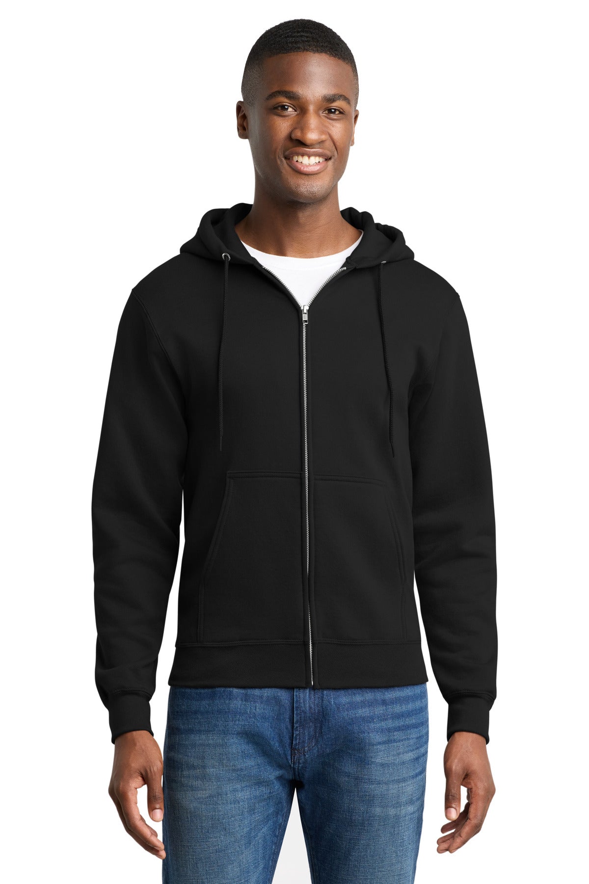 Port & Co Core Fleece Full-Zip Hooded Sweatshirt. PC78ZH - Jet Black