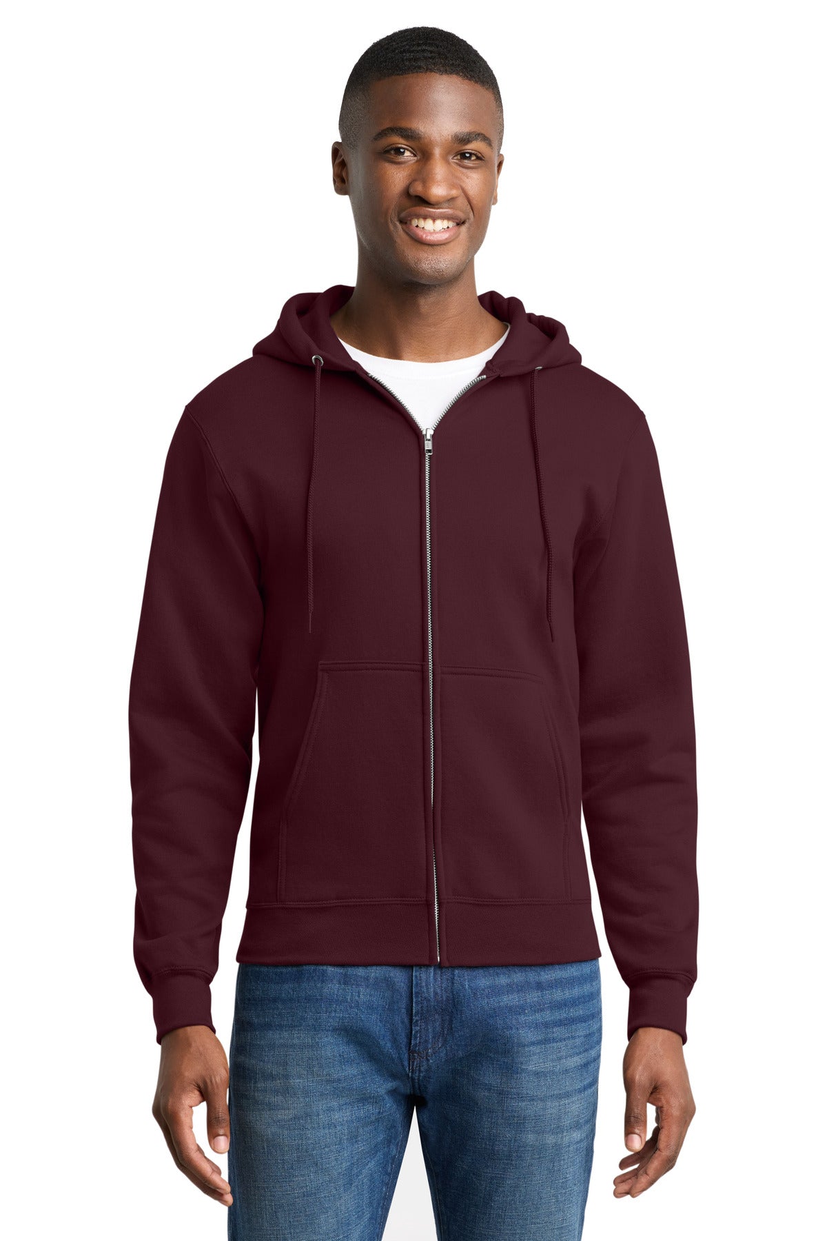 Port & Co Core Fleece Full-Zip Hooded Sweatshirt. PC78ZH - Maroon