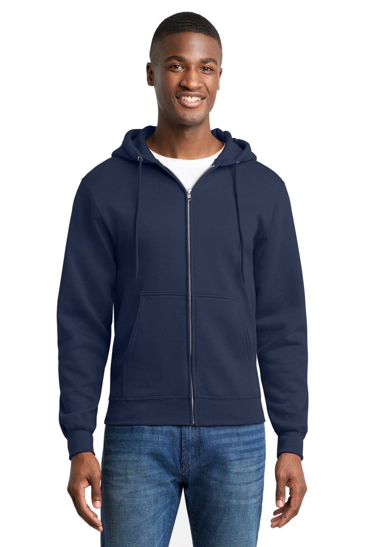 Port & Co Core Fleece Full-Zip Hooded Sweatshirt. PC78ZH - Navy