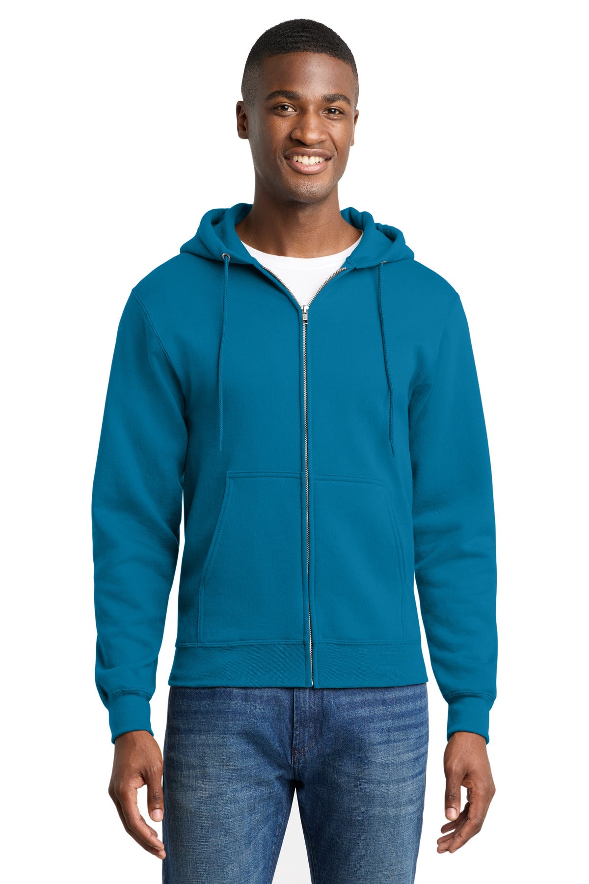 Port & Co Core Fleece Full-Zip Hooded Sweatshirt. PC78ZH - Neon Blue