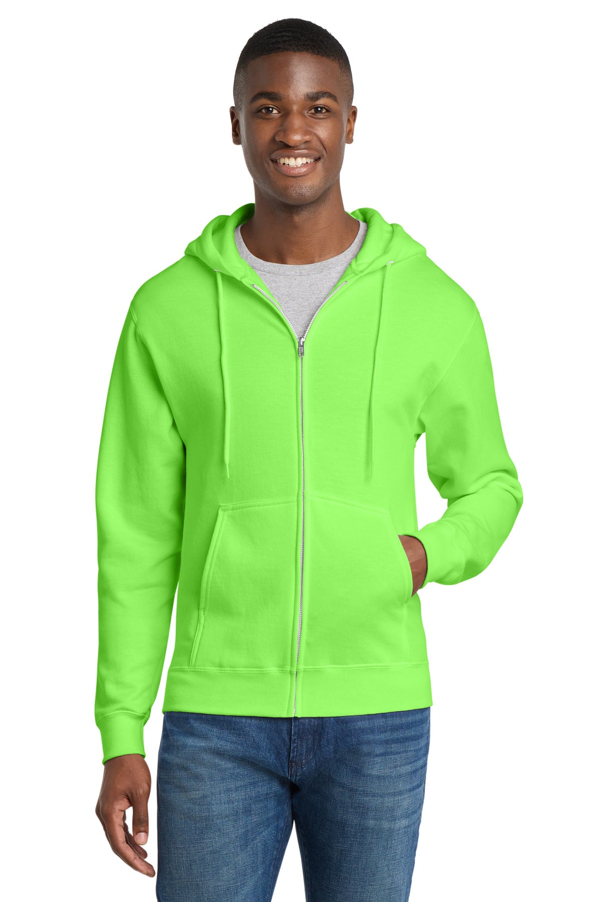Port & Co Core Fleece Full-Zip Hooded Sweatshirt. PC78ZH - Neon Green