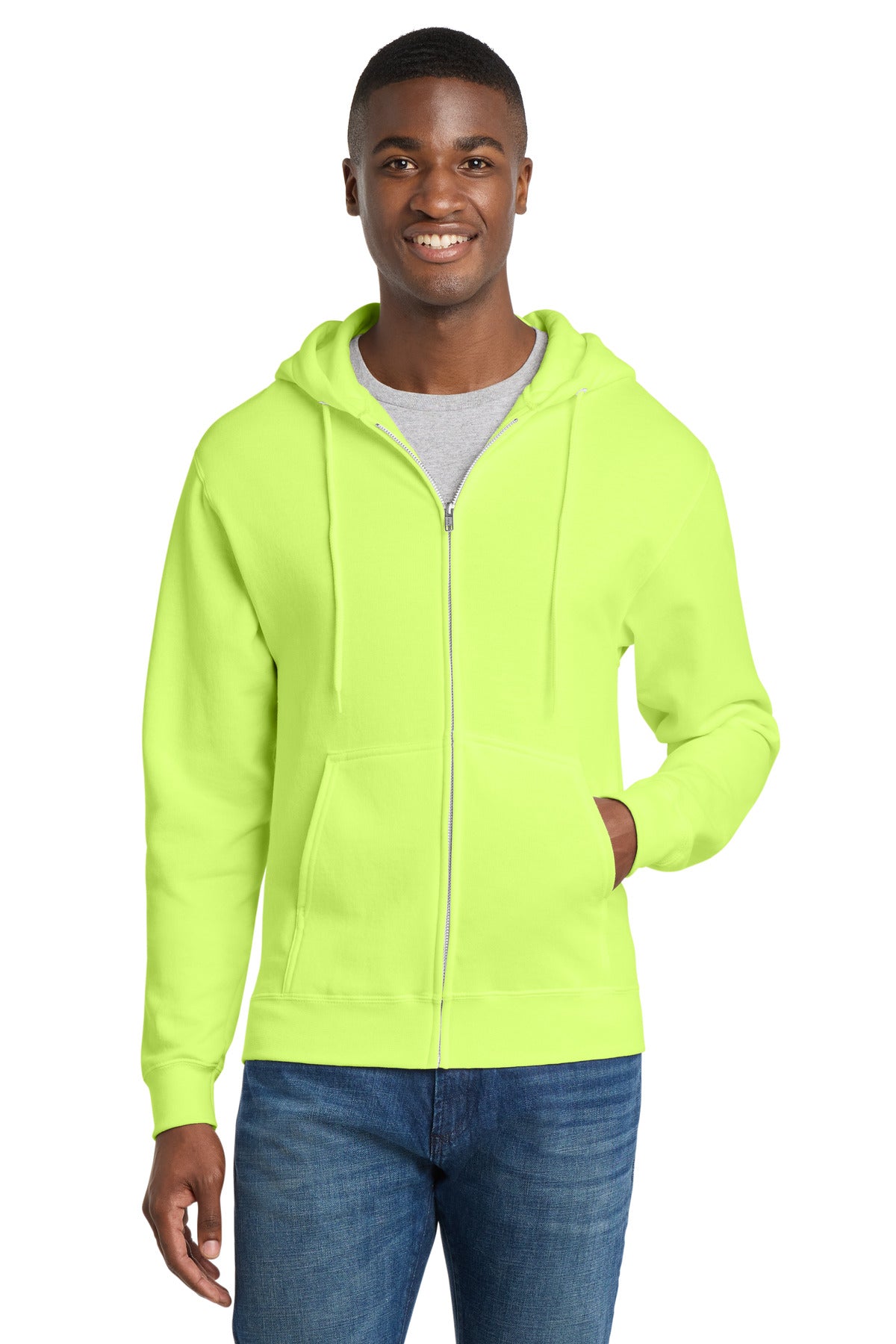 Port & Co Core Fleece Full-Zip Hooded Sweatshirt. PC78ZH - Neon Yellow
