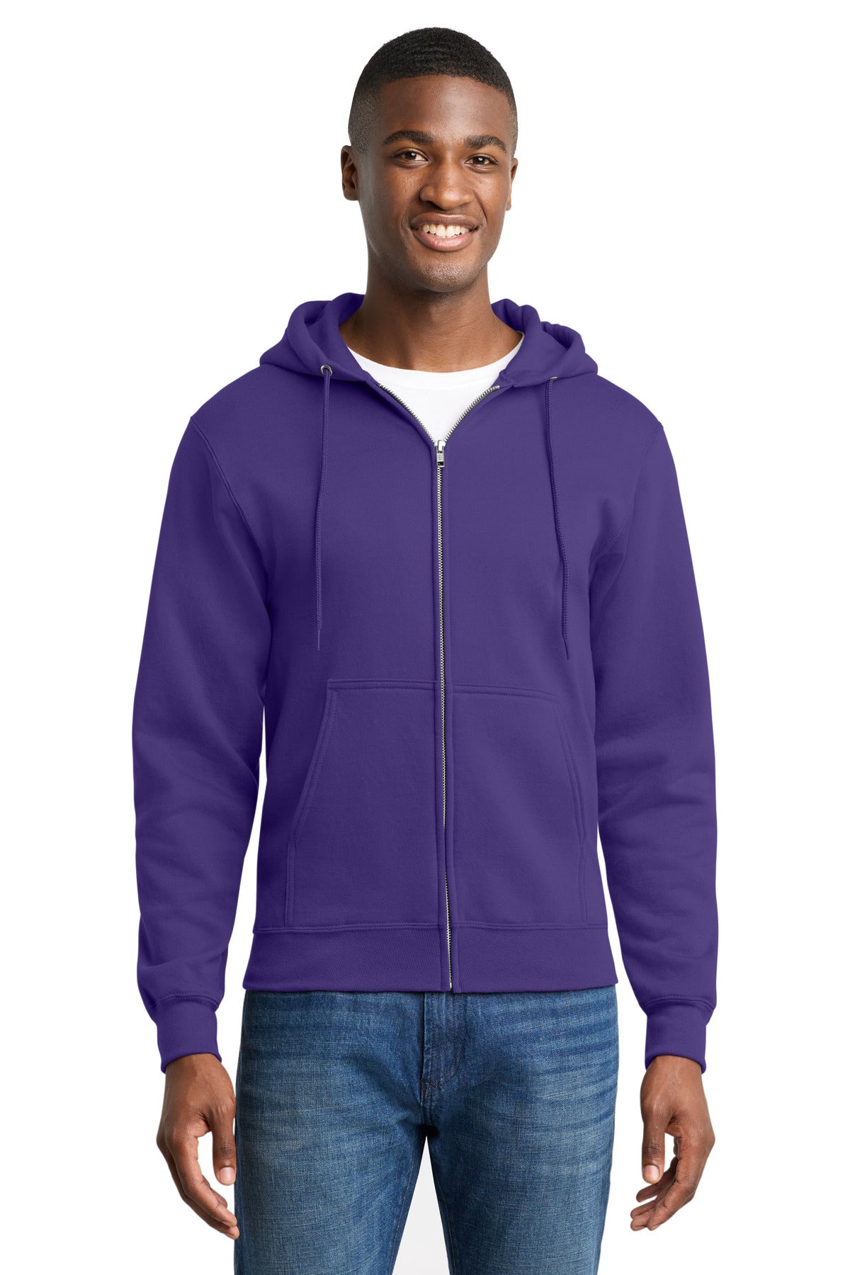 Port & Co Core Fleece Full-Zip Hooded Sweatshirt. PC78ZH - Purple