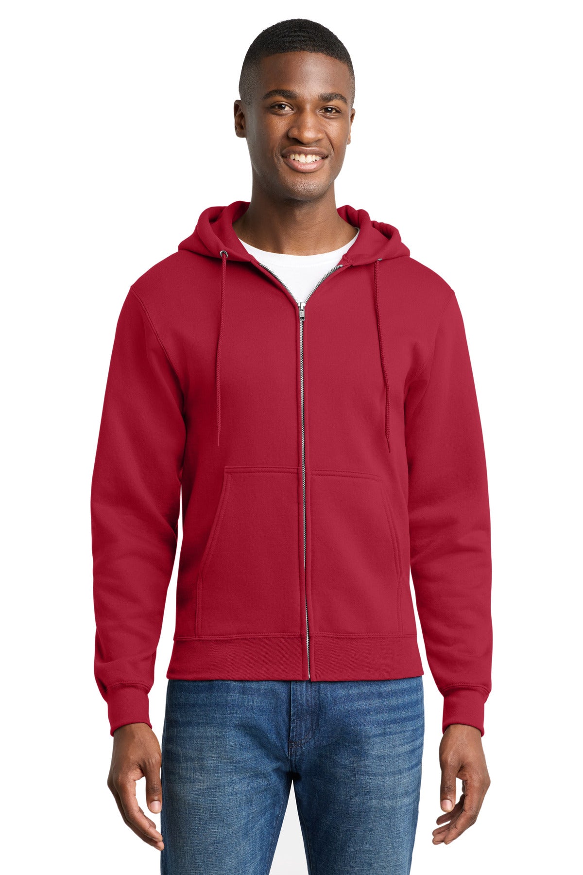 Port & Co Core Fleece Full-Zip Hooded Sweatshirt. PC78ZH - Red