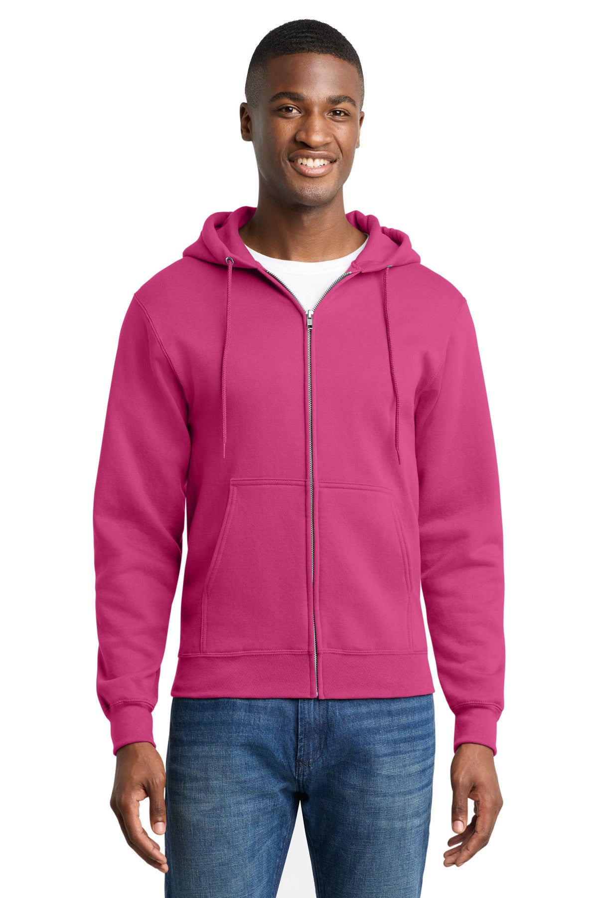 Port & Co Core Fleece Full-Zip Hooded Sweatshirt. PC78ZH - Sangria