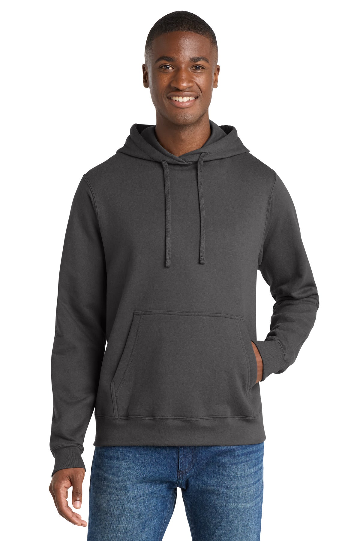 Port & Co Fan Favorite Fleece Pullover Hooded Sweatshirt. PC850H - Charcoal
