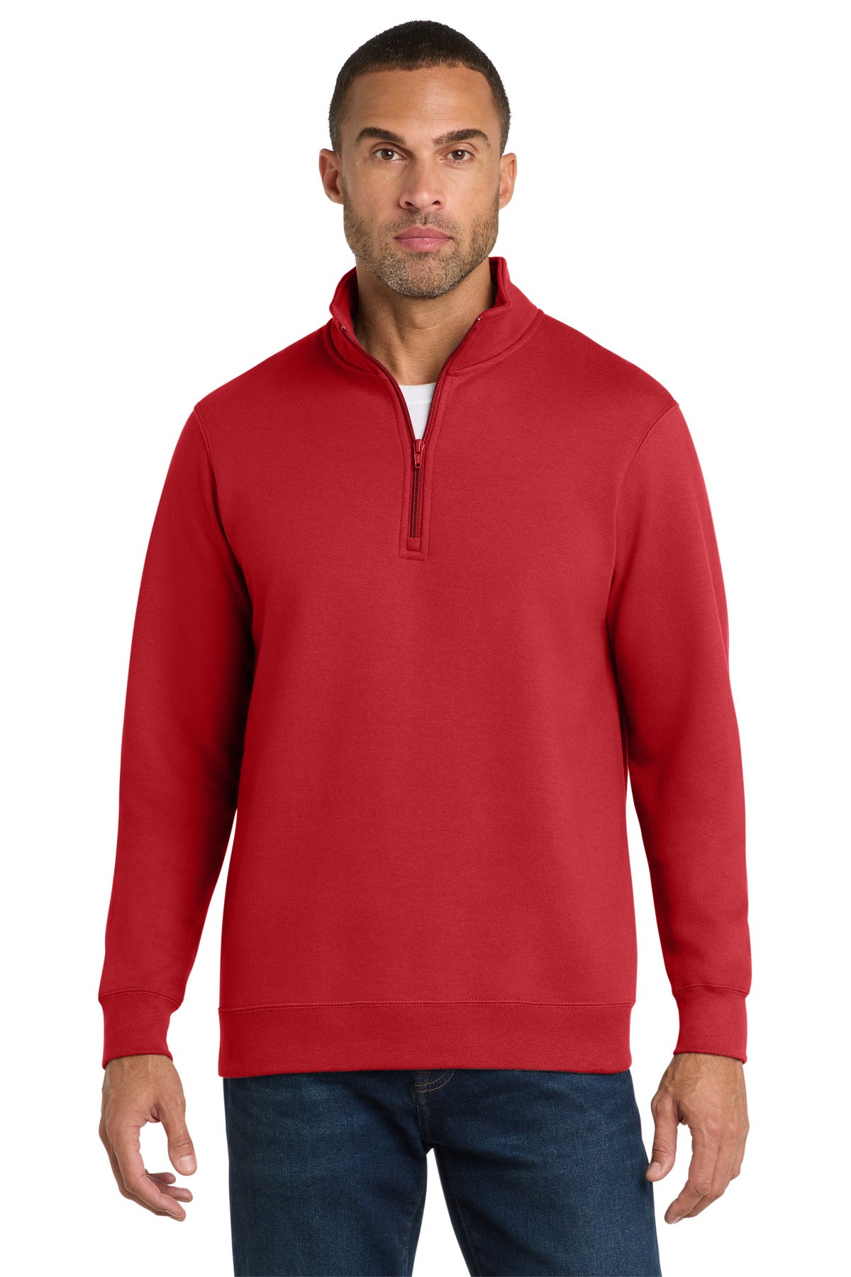 Port & Co Fan Favorite Fleece 1/4-Zip Pullover Sweatshirt. PC850Q - Bright Red