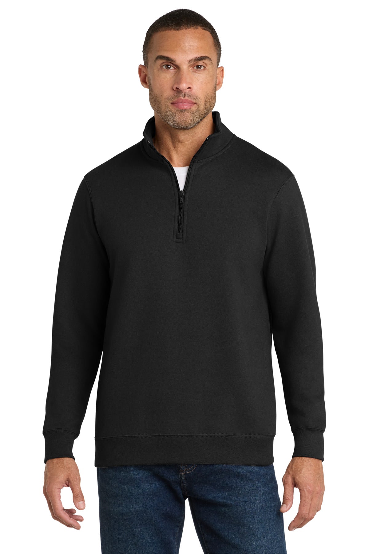 Port & Co Fan Favorite Fleece 1/4-Zip Pullover Sweatshirt. PC850Q - Jet Black