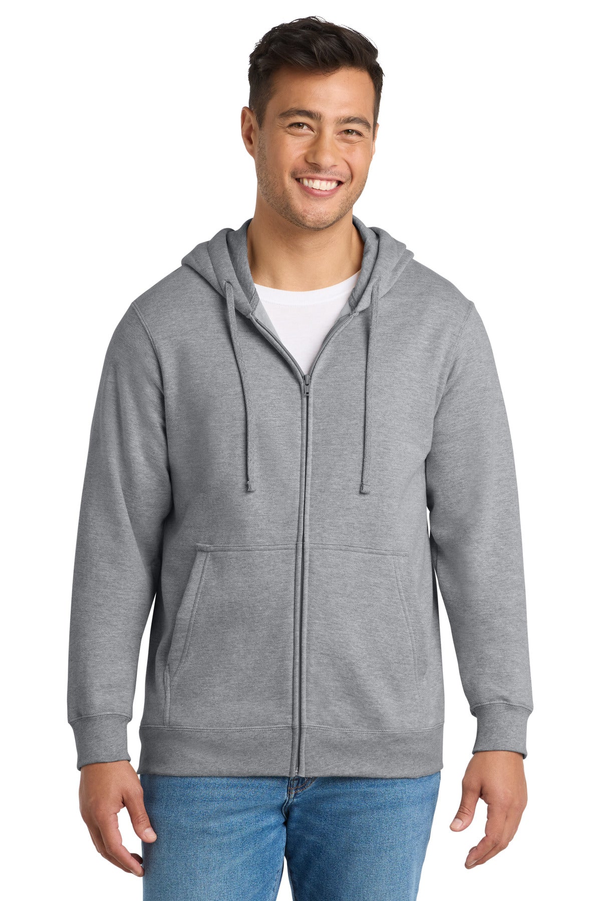 Port & Co Fan Favorite Fleece Full-Zip Hooded Sweatshirt. PC850ZH - Athletic Heather