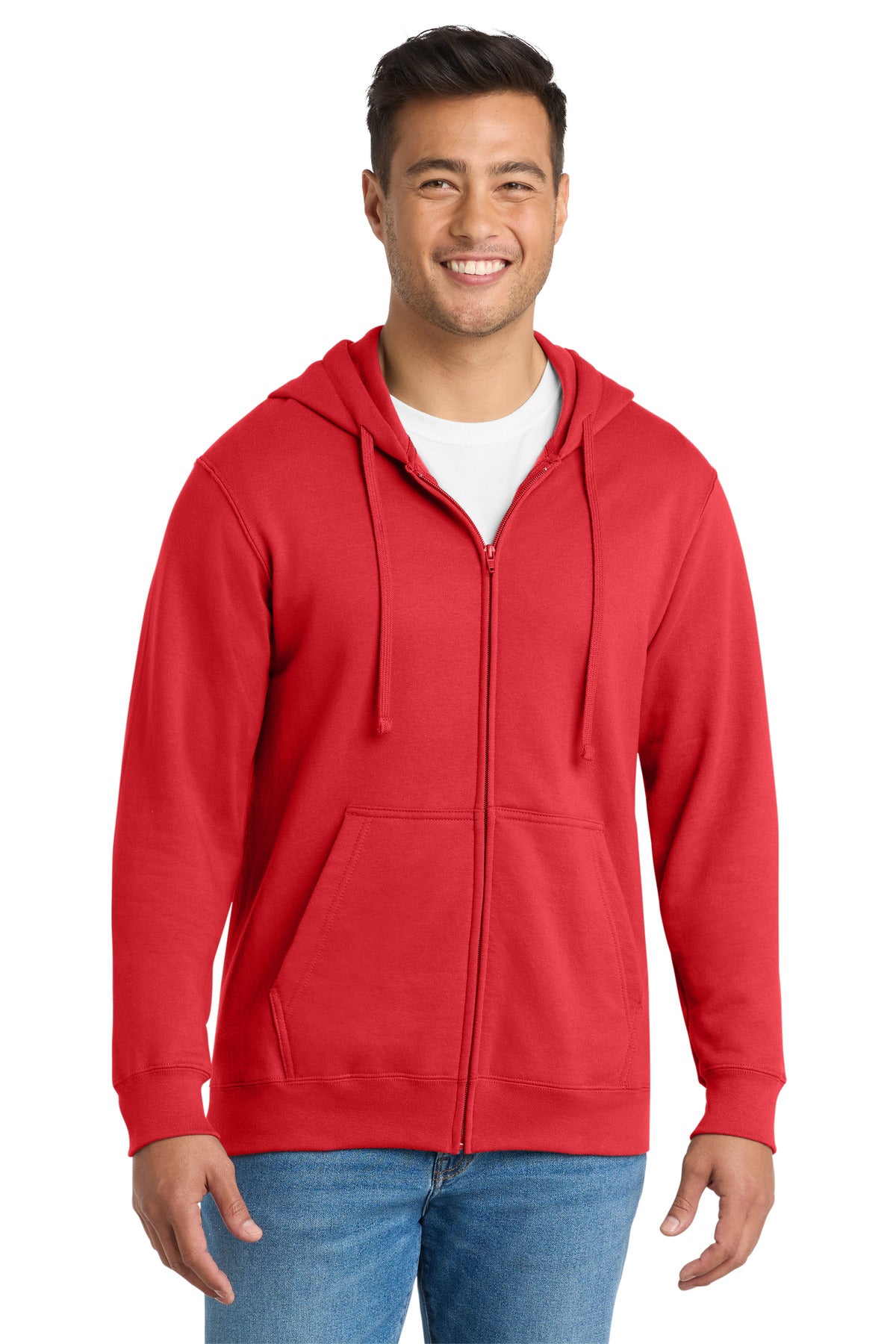 Port & Co Fan Favorite Fleece Full-Zip Hooded Sweatshirt. PC850ZH - Bright Red
