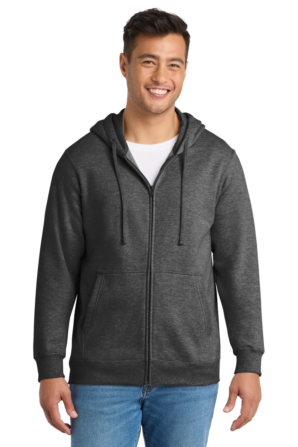 Port & Co Fan Favorite Fleece Full-Zip Hooded Sweatshirt. PC850ZH - Dark Heather Grey