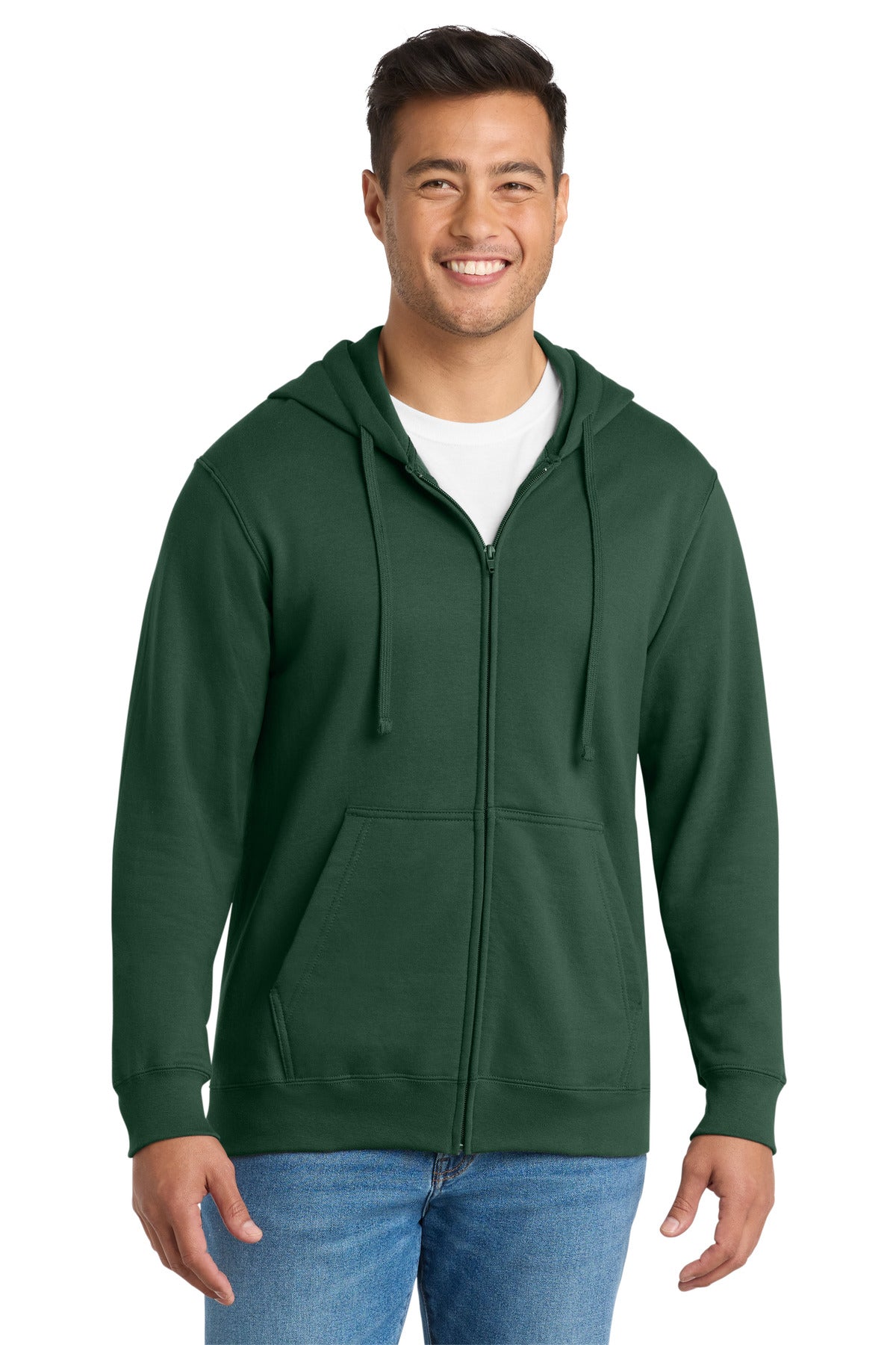 Port & Co Fan Favorite Fleece Full-Zip Hooded Sweatshirt. PC850ZH - Forest Green
