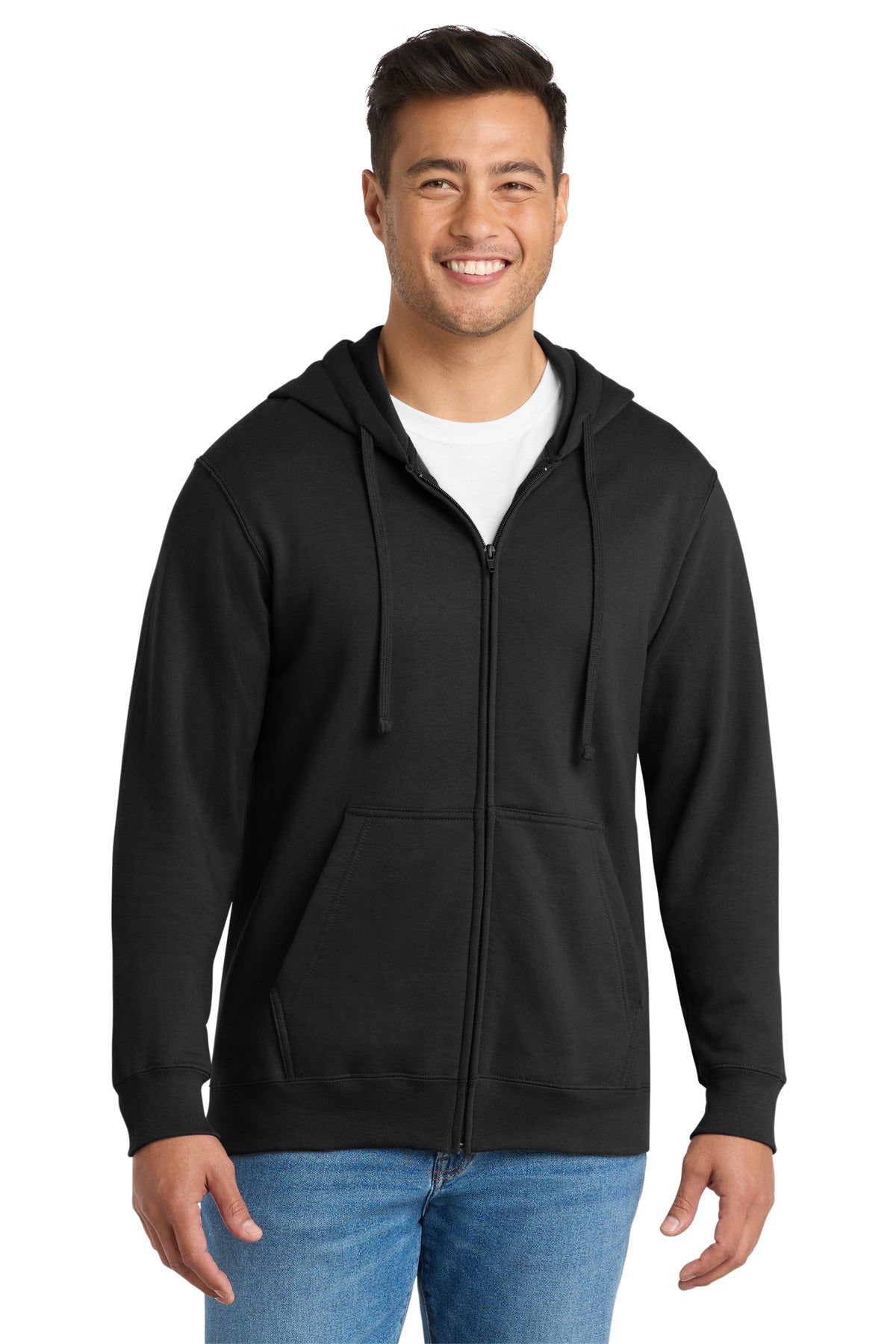 Port & Co Fan Favorite Fleece Full-Zip Hooded Sweatshirt. PC850ZH - Jet Black