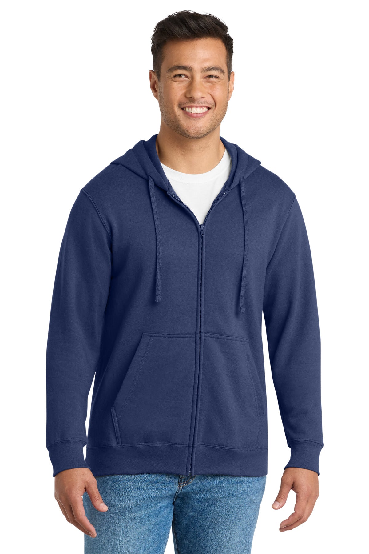Port & Co Fan Favorite Fleece Full-Zip Hooded Sweatshirt. PC850ZH - Team Navy