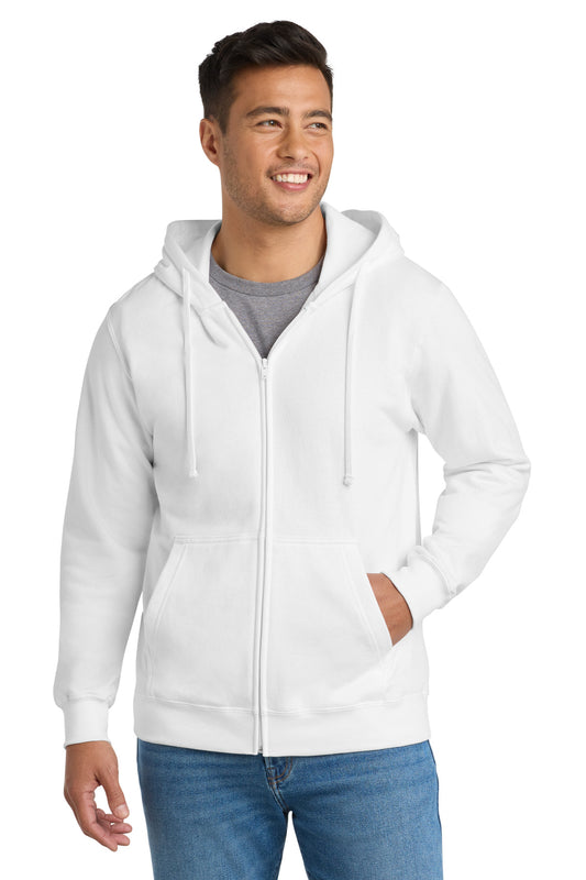 Port & Co Fan Favorite Fleece Full-Zip Hooded Sweatshirt. PC850ZH - White