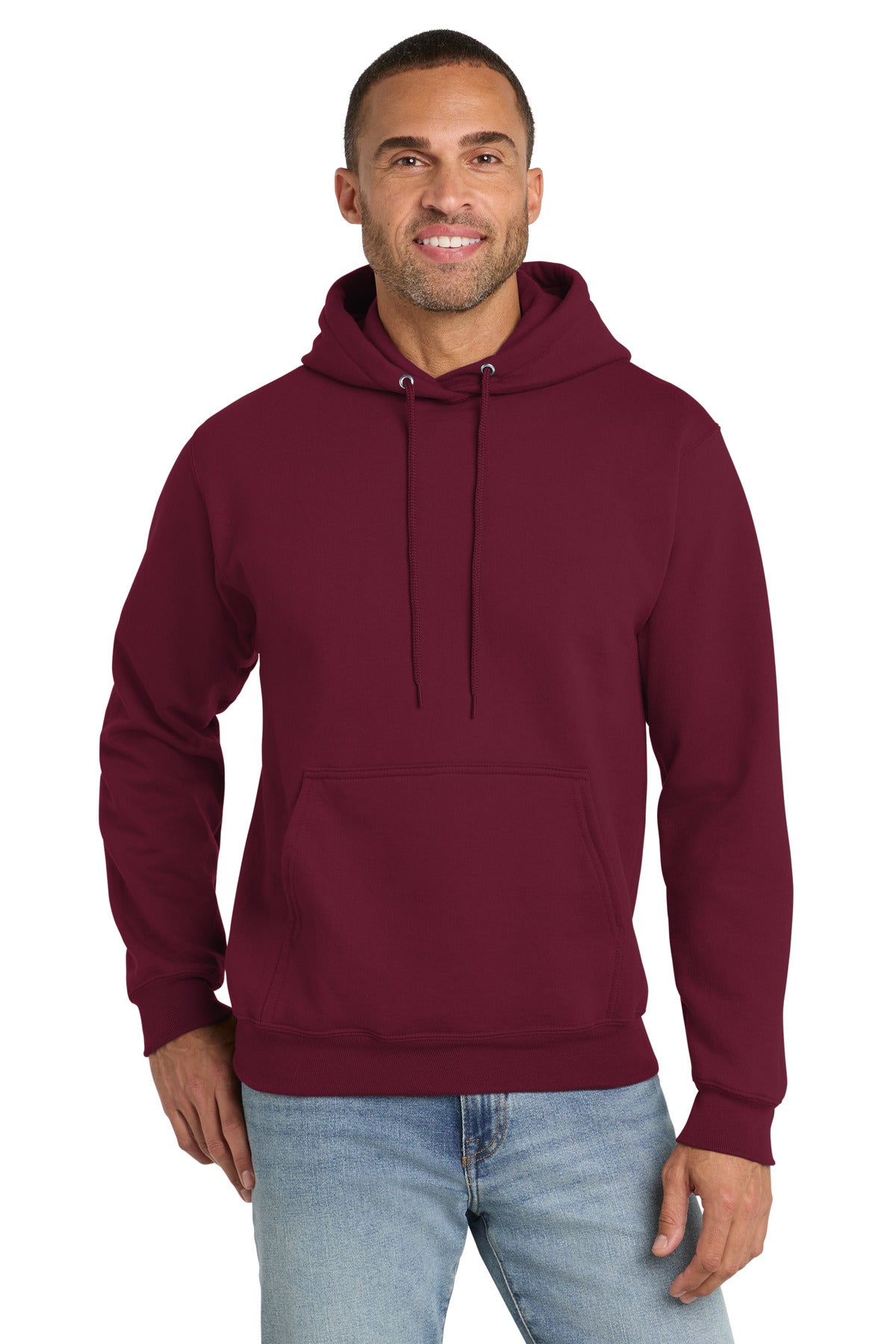 Port & Co Essential Fleece Pullover Hooded Sweatshirt.  PC90H - Cardinal
