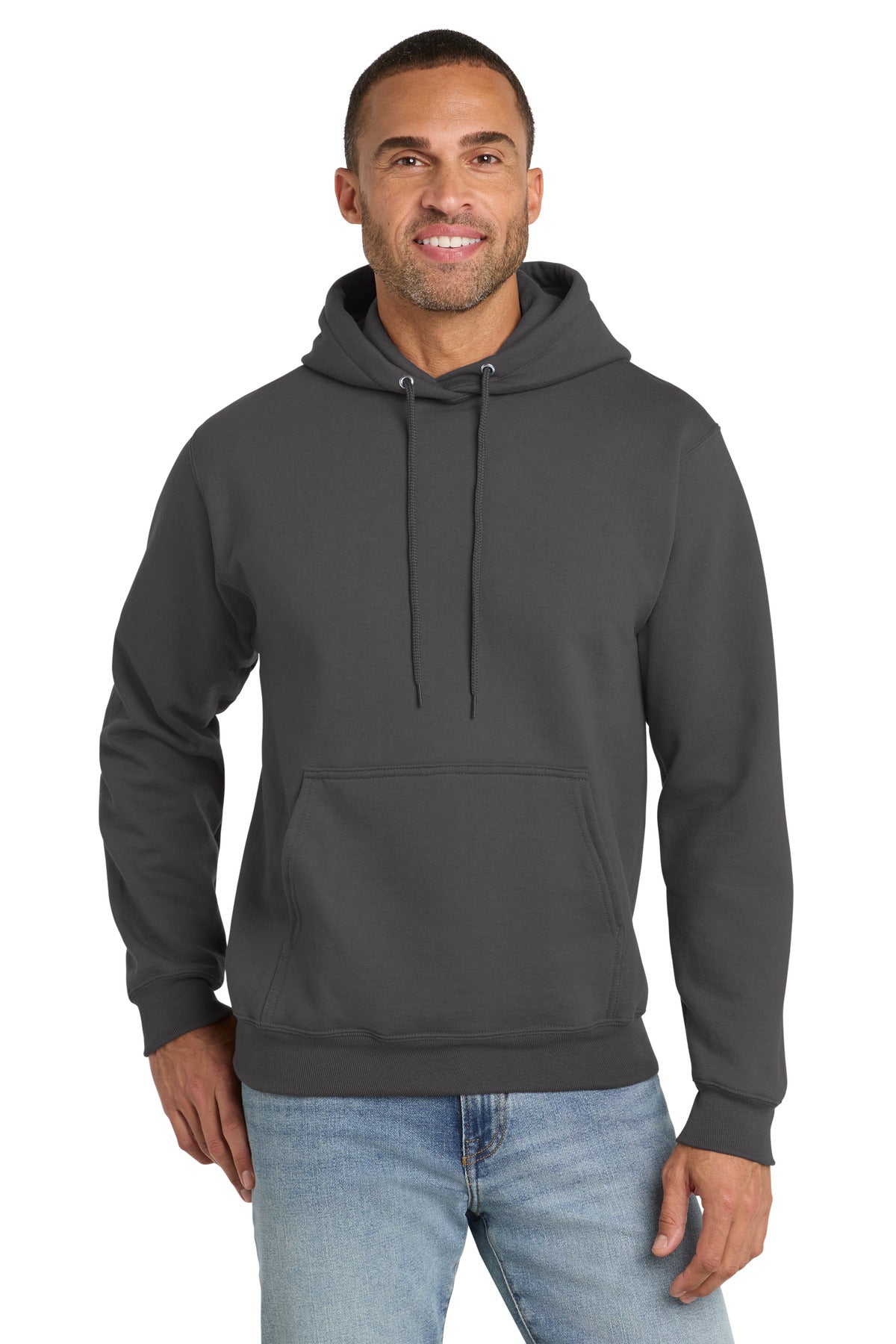 Port & Co Essential Fleece Pullover Hooded Sweatshirt.  PC90H - Charcoal