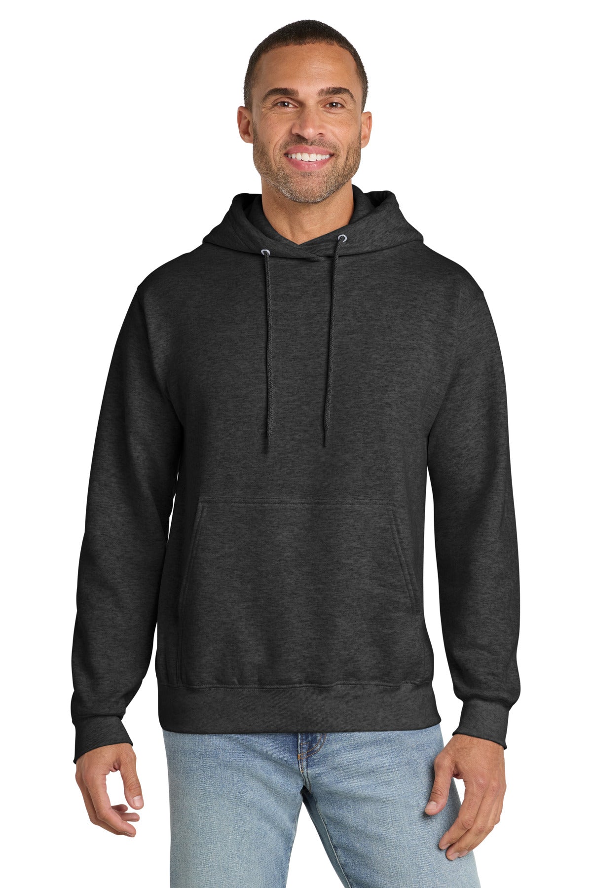 Port & Co Essential Fleece Pullover Hooded Sweatshirt.  PC90H - Dark Heather Grey