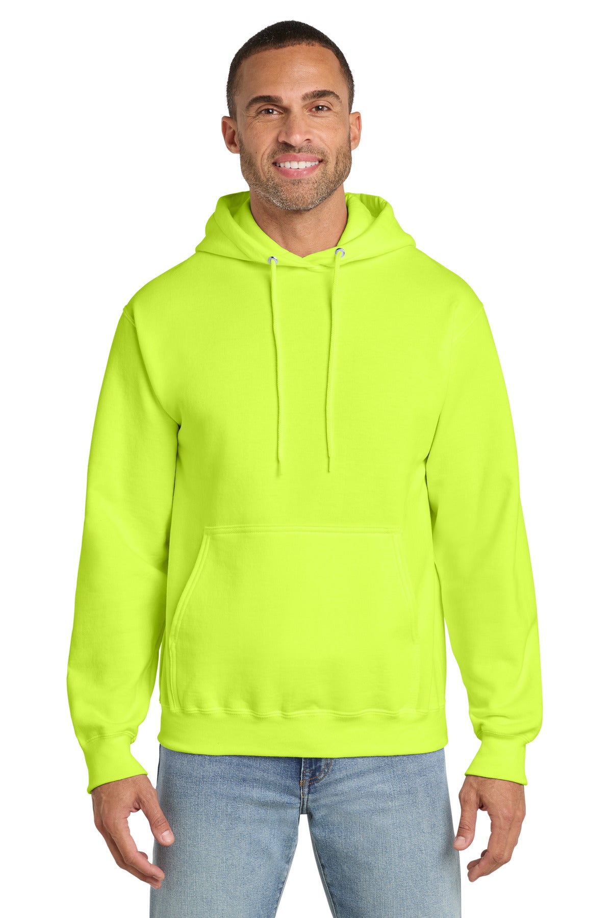 Port & Co Essential Fleece Pullover Hooded Sweatshirt.  PC90H - Safety Green