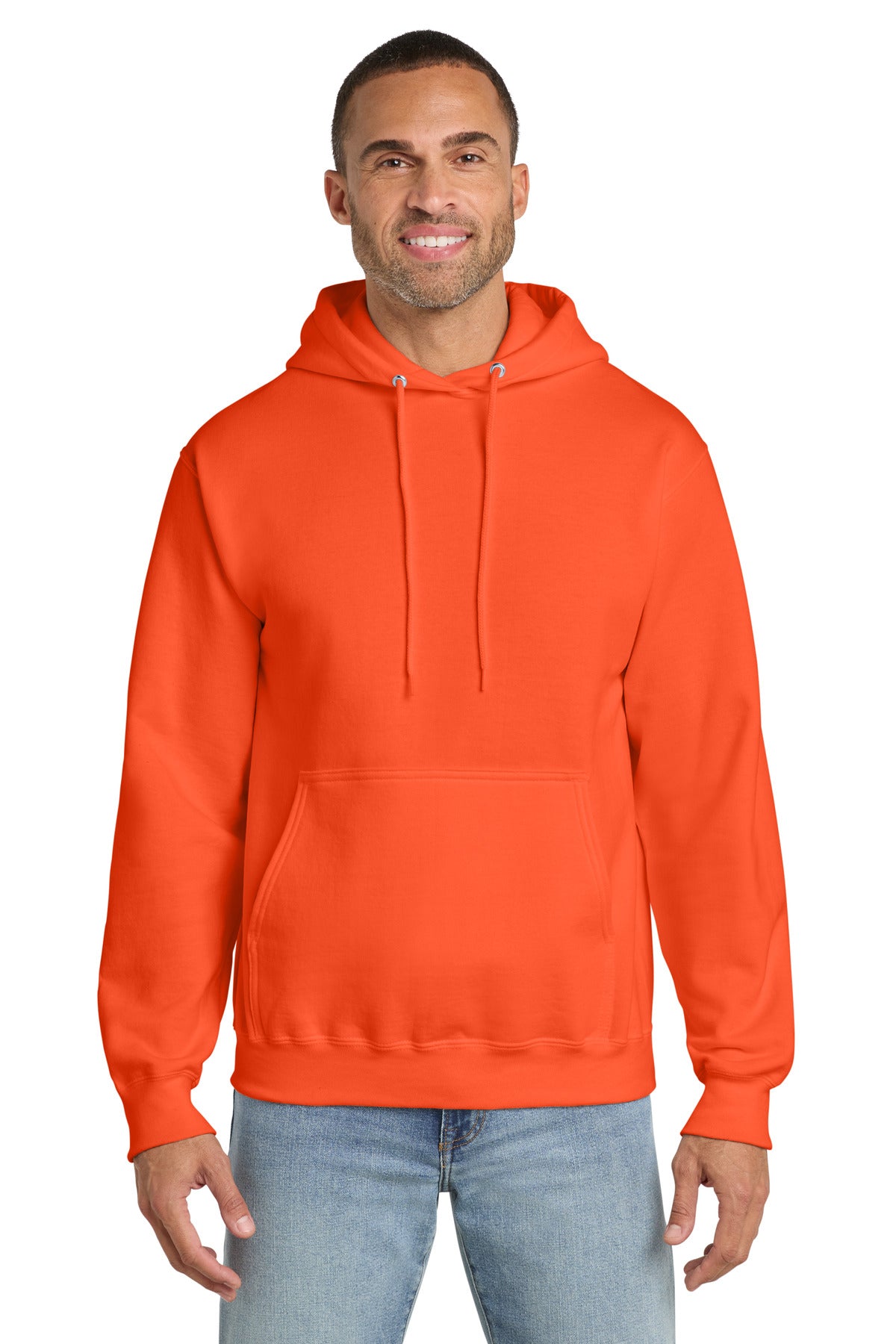 Port & Co Essential Fleece Pullover Hooded Sweatshirt.  PC90H - Safety Orange