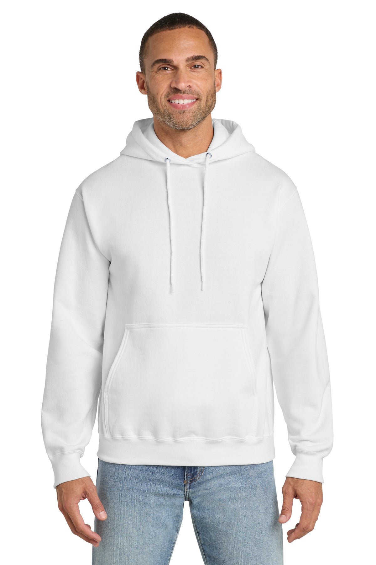 Port & Co Essential Fleece Pullover Hooded Sweatshirt.  PC90H - White