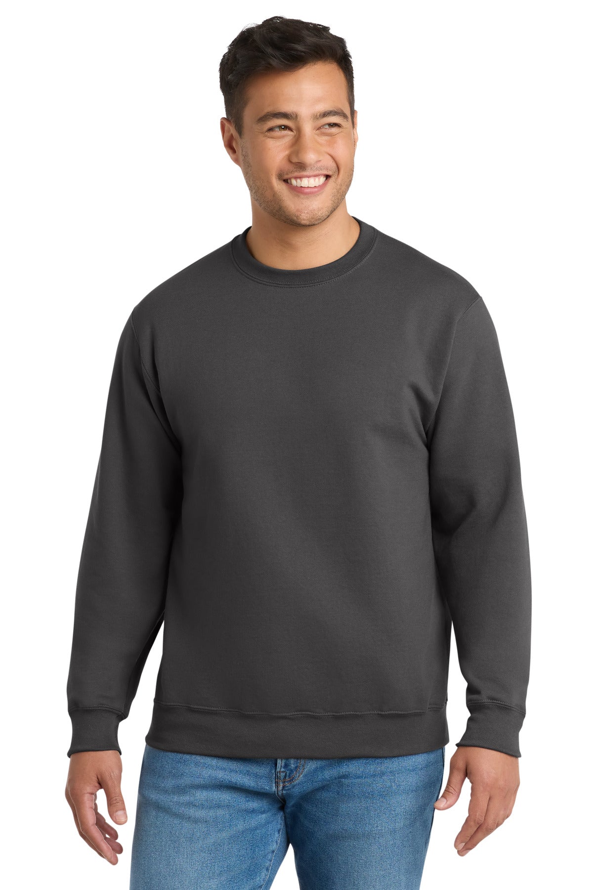Port & Co Tall Essential Fleece Crewneck Sweatshirt. PC90T - Charcoal