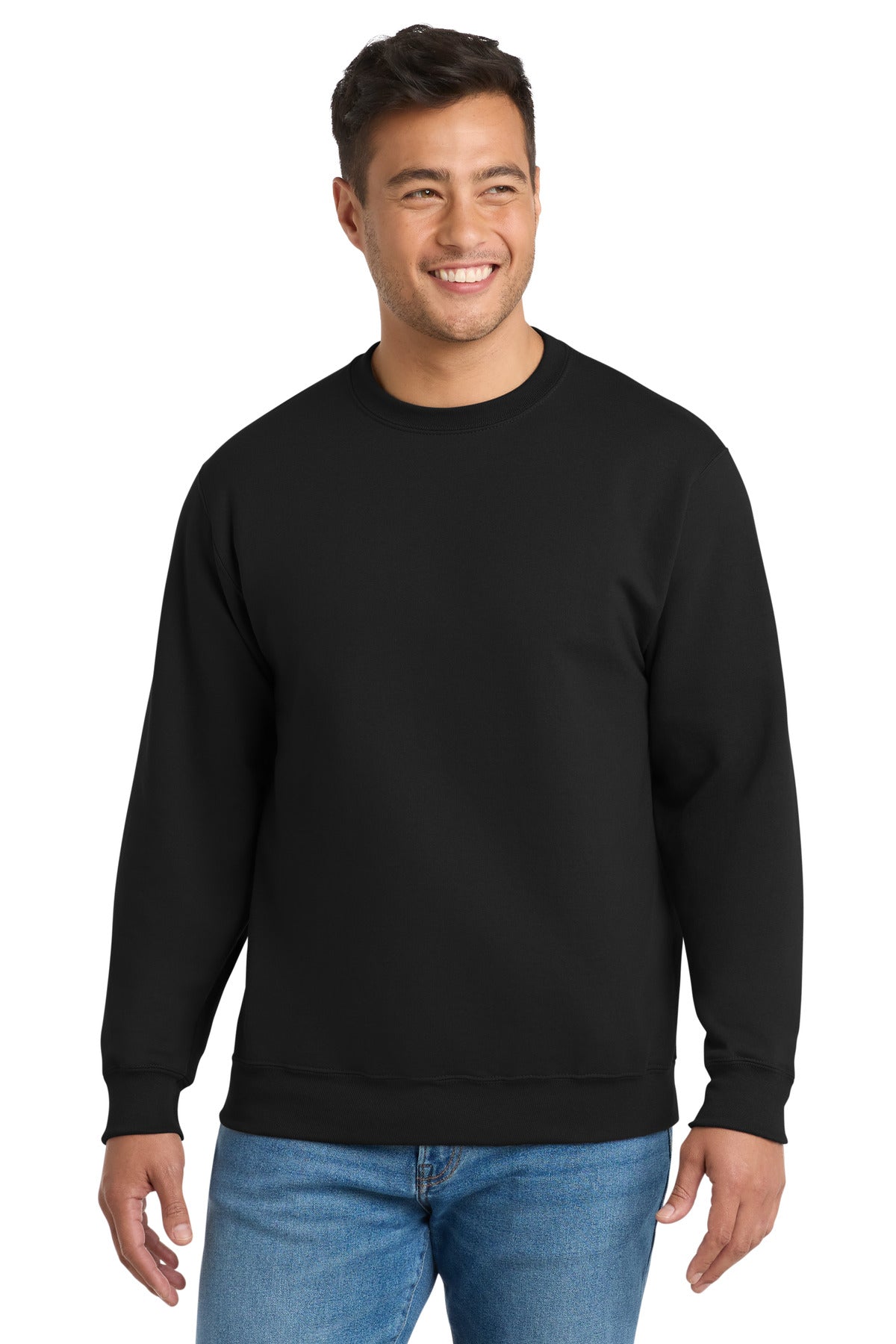 Port & Co Tall Essential Fleece Crewneck Sweatshirt. PC90T - Jet Black