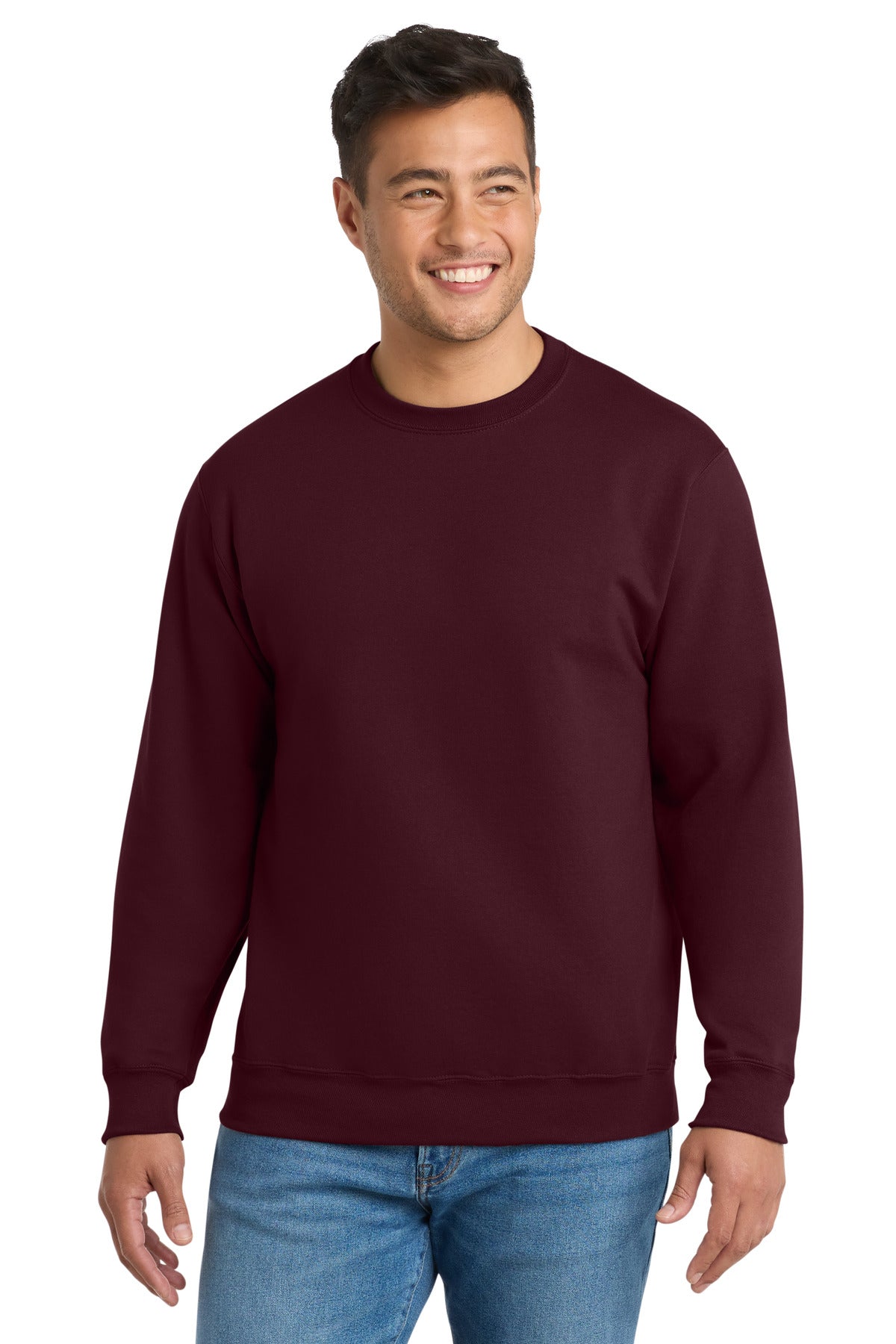 Port & Co Tall Essential Fleece Crewneck Sweatshirt. PC90T - Maroon
