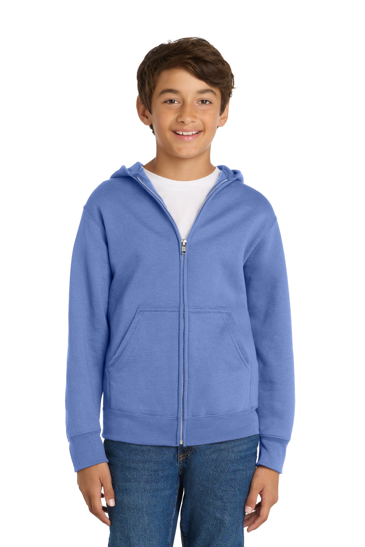 Port & Co Youth Core Fleece Full-Zip Hooded Sweatshirt