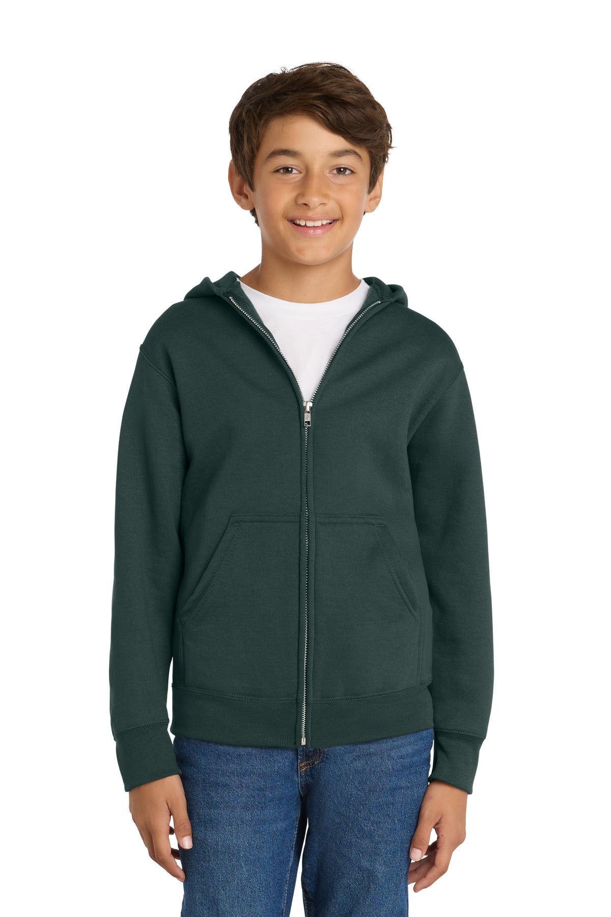 Port & Co Youth Core Fleece Full-Zip Hooded Sweatshirt