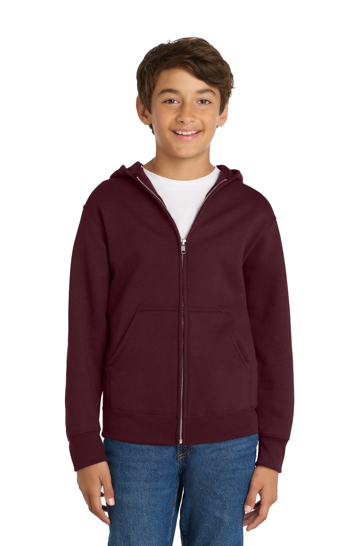 Port & Co Youth Core Fleece Full-Zip Hooded Sweatshirt