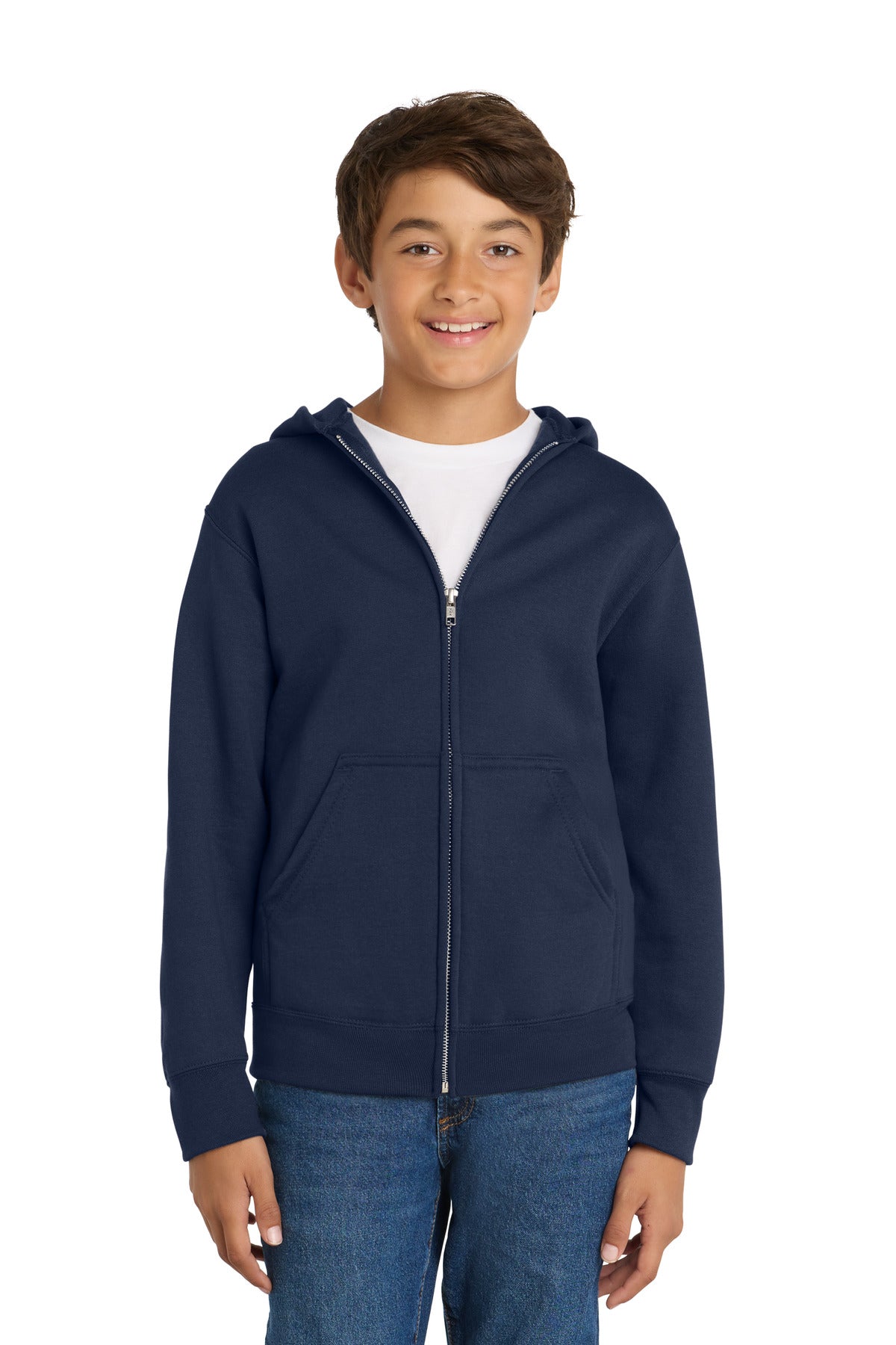 Port & Co Youth Core Fleece Full-Zip Hooded Sweatshirt