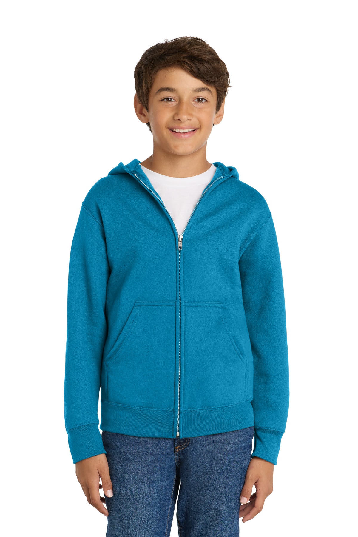 Port & Co Youth Core Fleece Full-Zip Hooded Sweatshirt